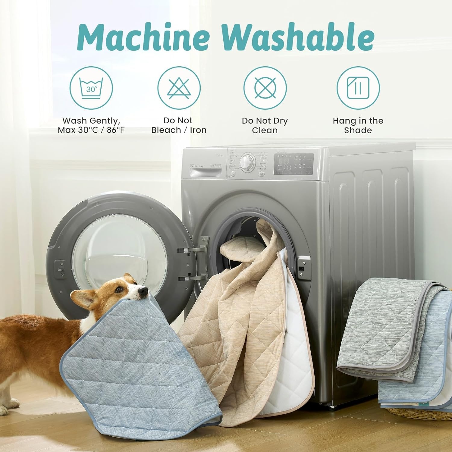 image:imageCOZY KISS Extra Large Dog Cooling Mat 52x82 QMaxgt04 Waterproof amp Leakproof Pet Bed Cover NonSlip Cooling Dog Blanket for Couch Floor Large Dogs GrayGray