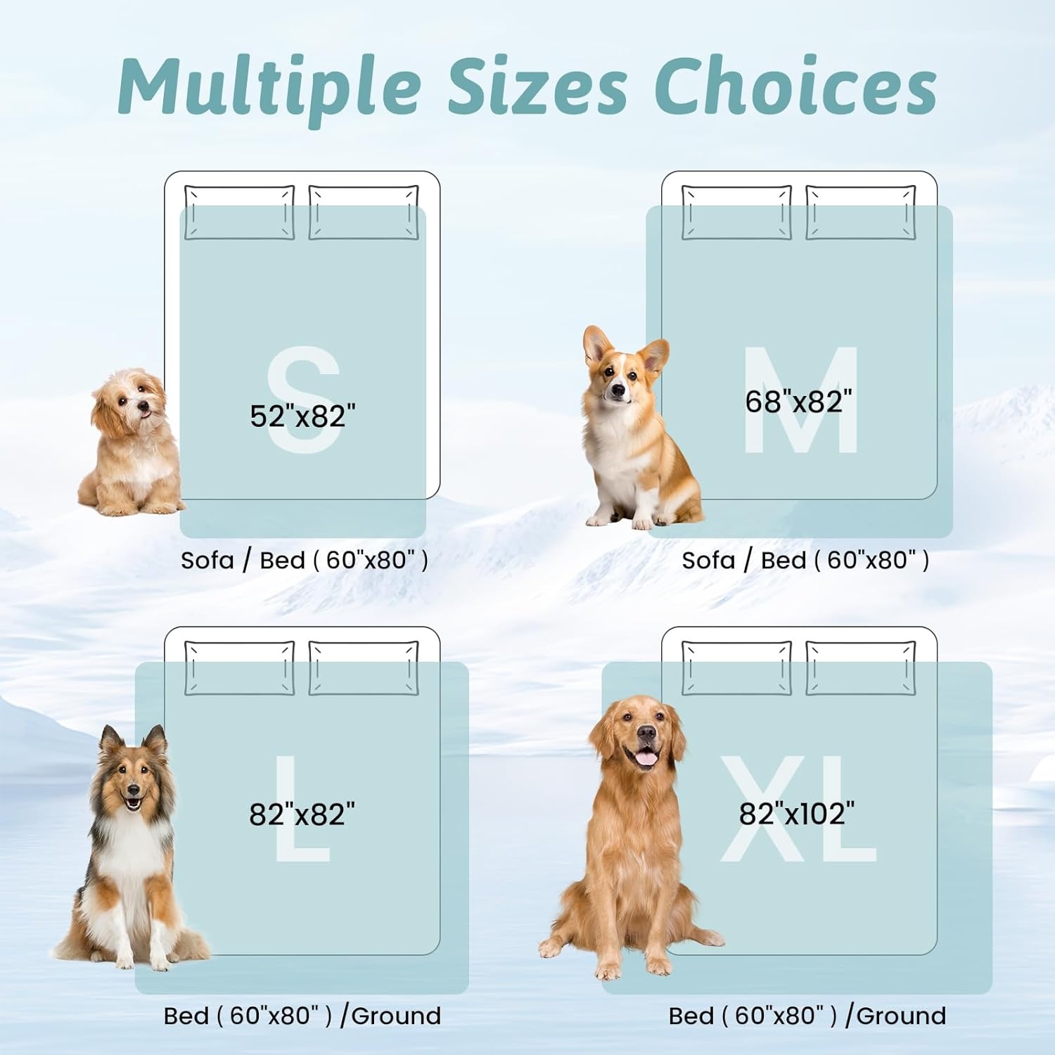 image:imageCOZY KISS Extra Large Dog Cooling Mat 52x82 QMaxgt04 Waterproof amp Leakproof Pet Bed Cover NonSlip Cooling Dog Blanket for Couch Floor Large Dogs GrayGray