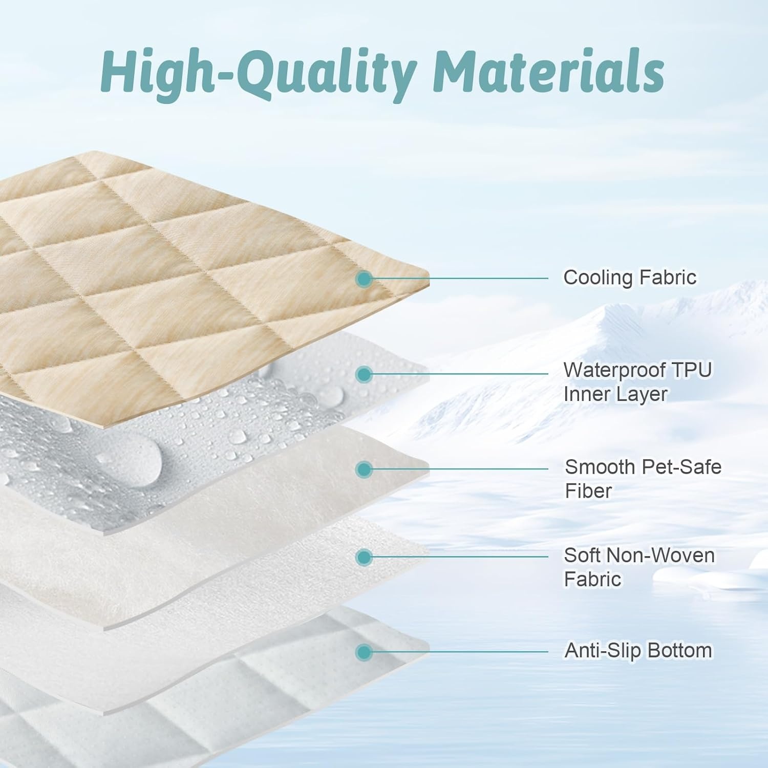 image:imageCOZY KISS Extra Large Dog Cooling Mat 52x82 QMaxgt04 Waterproof amp Leakproof Pet Bed Cover NonSlip Cooling Dog Blanket for Couch Floor Large Dogs GrayBeige