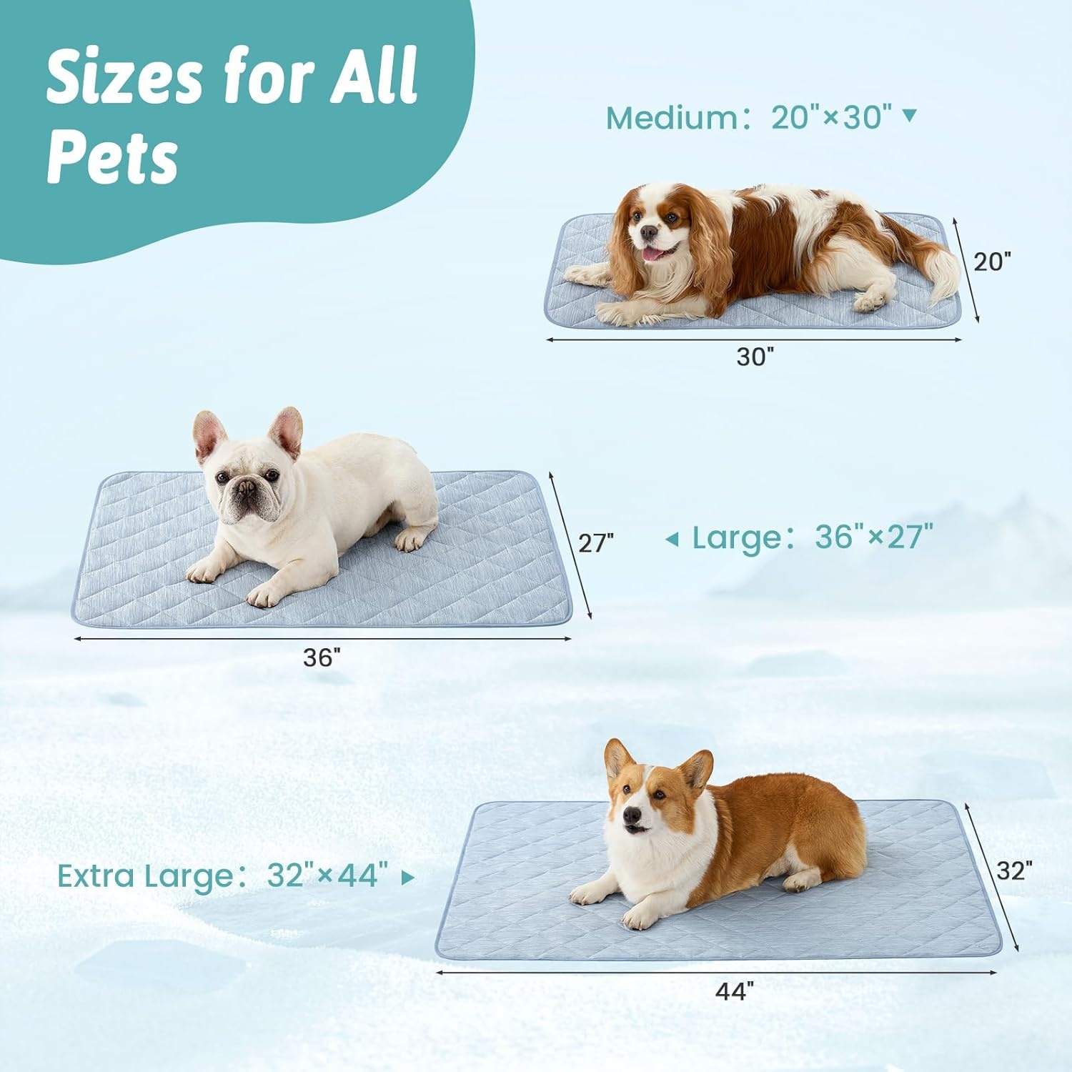 image:imageCOZY KISS Extra Large Dog Cooling Mat 52x82 QMaxgt04 Waterproof amp Leakproof Pet Bed Cover NonSlip Cooling Dog Blanket for Couch Floor Large Dogs GrayBlue