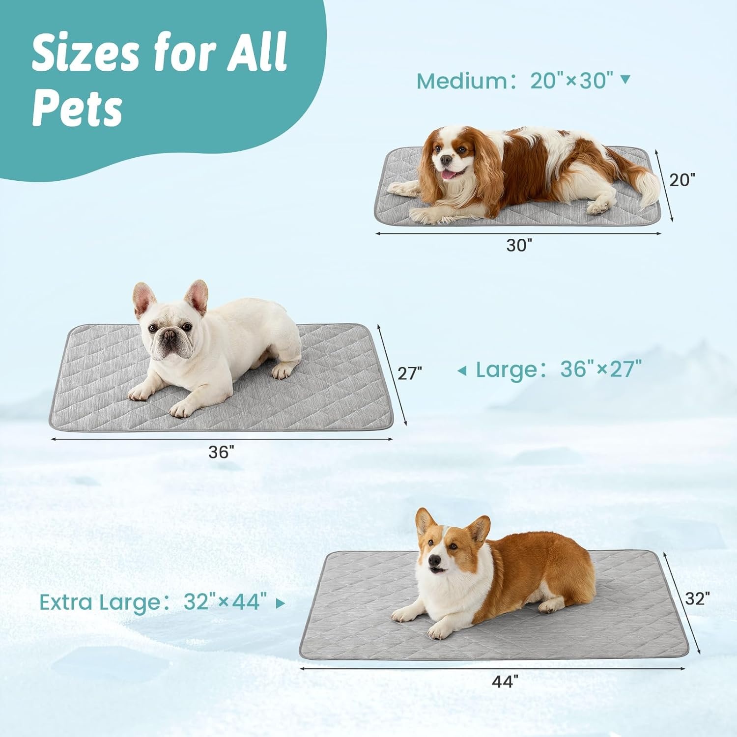 image:imageCOZY KISS Extra Large Dog Cooling Mat 52x82 QMaxgt04 Waterproof amp Leakproof Pet Bed Cover NonSlip Cooling Dog Blanket for Couch Floor Large Dogs GrayGray
