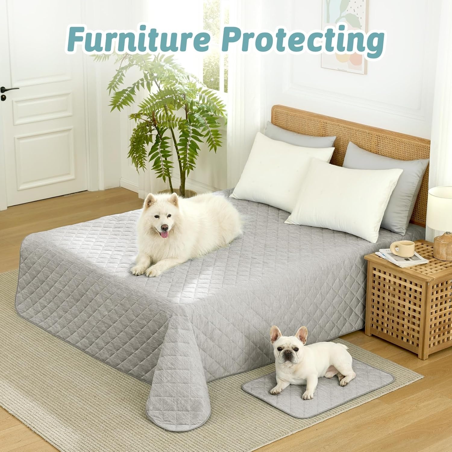 image:imageCOZY KISS Extra Large Dog Cooling Mat 52x82 QMaxgt04 Waterproof amp Leakproof Pet Bed Cover NonSlip Cooling Dog Blanket for Couch Floor Large Dogs GrayGray