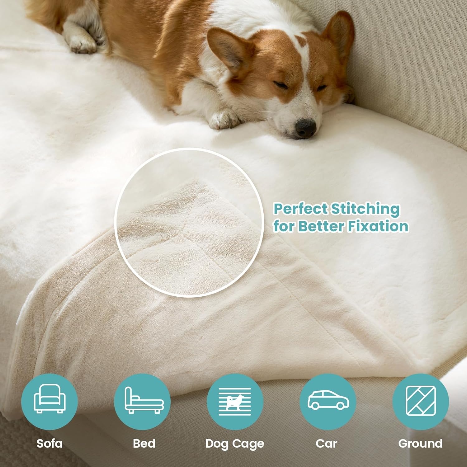 image:imageCOZY KISS Luxury Faux Fur Throw Blanket for Couch Ultra Soft Waterproof Pet Blanket Cozy Warm Plush Blanket for Sofa Bedroom Living Room Liquid Pee Proof for Large Dog or Cat 50x60 inch CreamCream