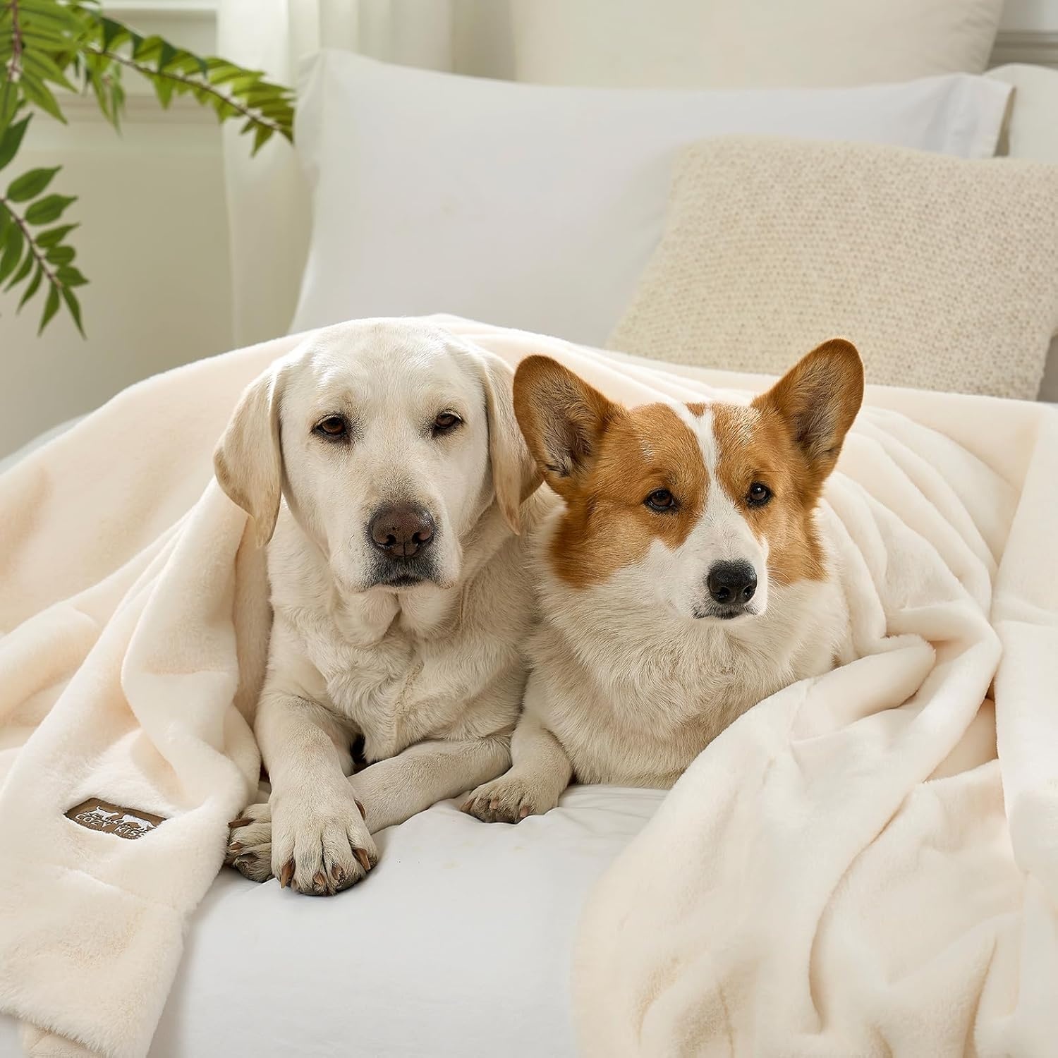 image:imageCOZY KISS Luxury Faux Fur Throw Blanket for Couch Ultra Soft Waterproof Pet Blanket Cozy Warm Plush Blanket for Sofa Bedroom Living Room Liquid Pee Proof for Large Dog or Cat 50x60 inch CreamCream