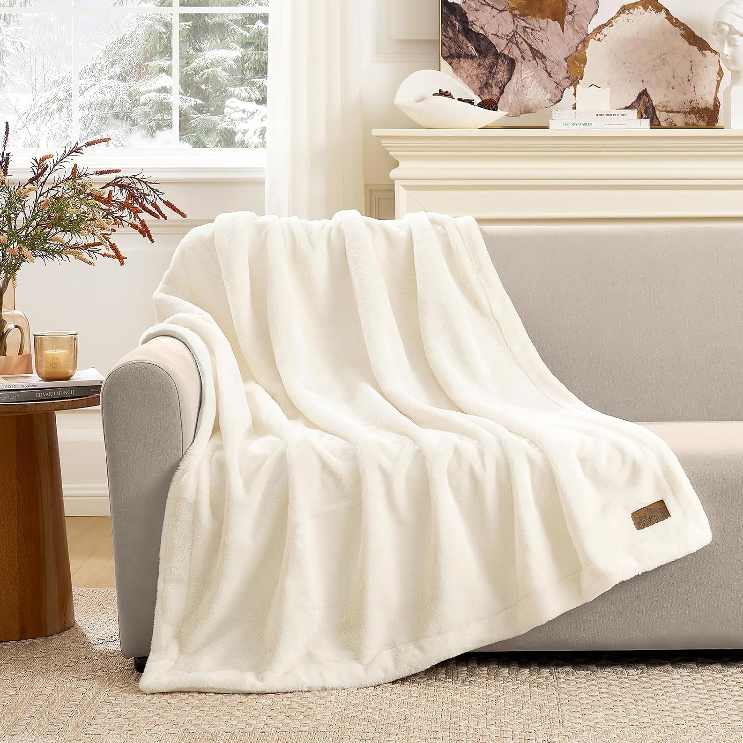 image:imageCOZY KISS Luxury Faux Fur Throw Blanket for Couch Ultra Soft Waterproof Pet Blanket Cozy Warm Plush Blanket for Sofa Bedroom Living Room Liquid Pee Proof for Large Dog or Cat 50x60 inch CreamCream