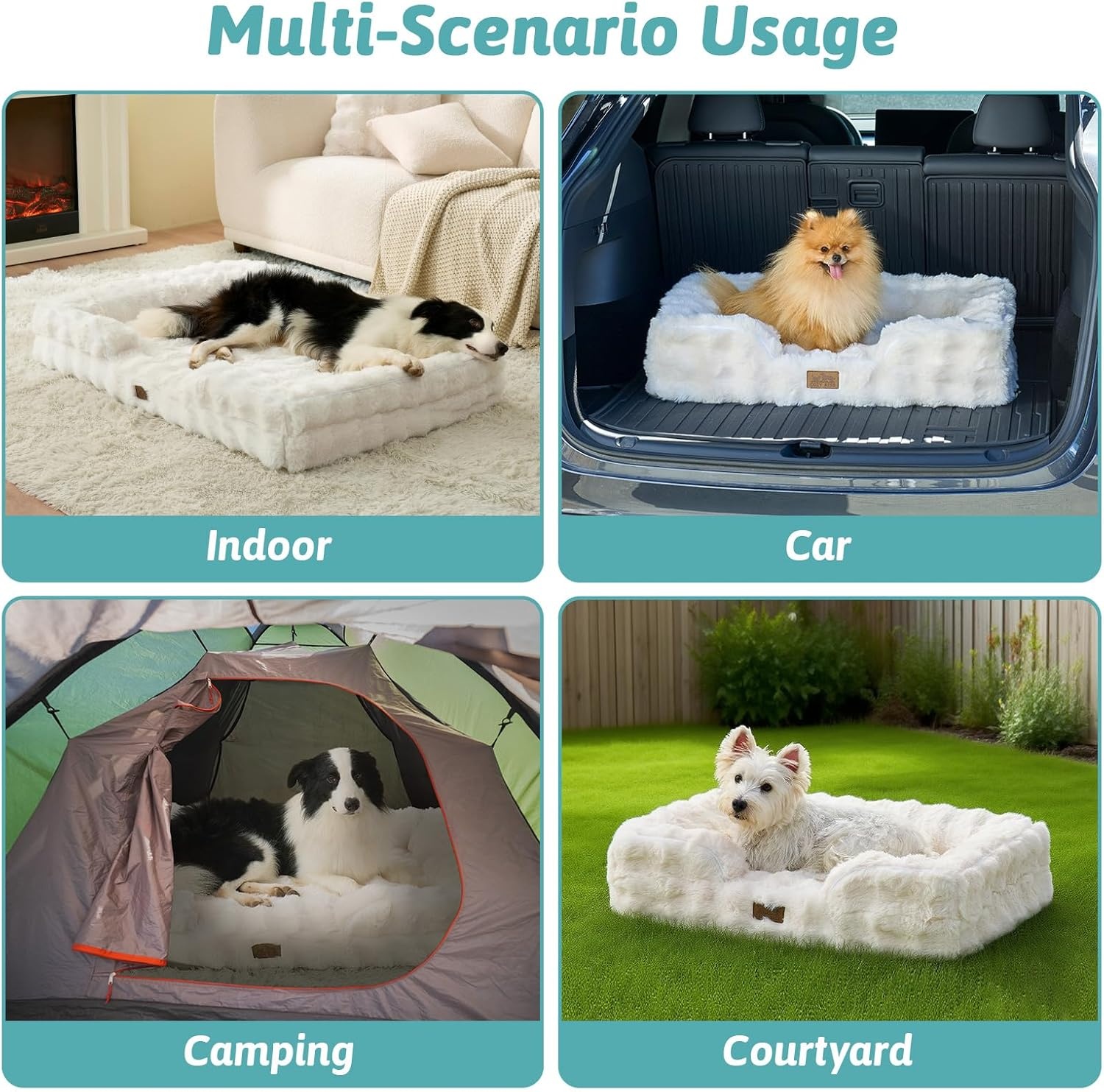 image:imageCOZY KISS Orthopedic Dog Bed for Extra Large Dog Soft and Warm Faux Fur Sofa for Giant Pet Up to 150 lbs Foam Bolster AntiSlip Couch with Washable Removable Cover XXL 48x35x8 inch BeigeBeige