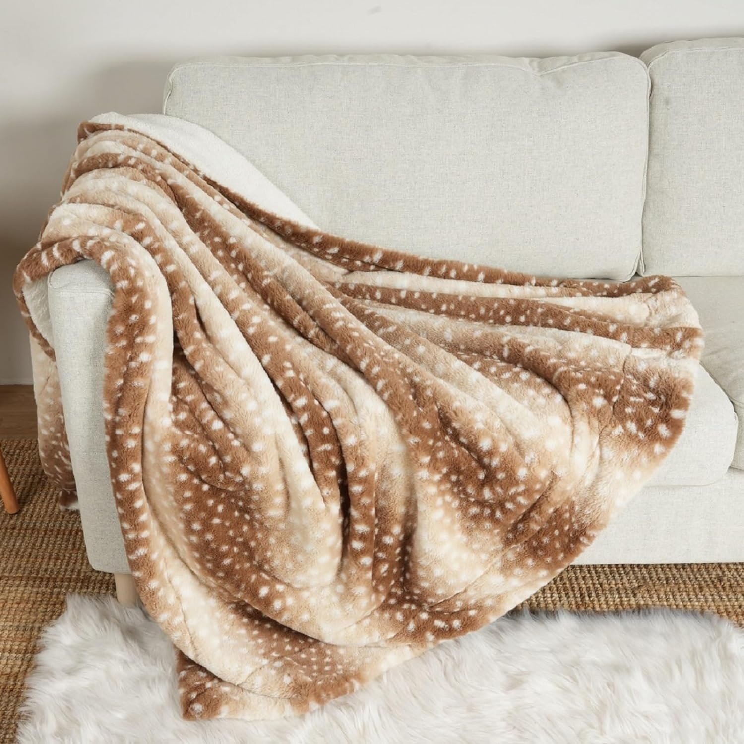 image:imageCOZY KISS Waterproof Pet Blanket Christmas Deer Print Blanket for Bed Couch Protector Reversible Washable Plush Dog Faux Fur Throw for Puppy Double Sided Cat Blanket 30x40 inch BrownBrown Deer