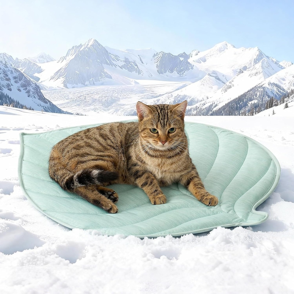 image:imageCOZY KISS Dog Cooling Mat Large QMax gt 04 Leaf Shaped Pet Pad Liquid Pee Proof Summer Mat for Cats Washable Sleep Blanket for Bed Couch Floor Indoor 33x28 inch Silver GreyGreen