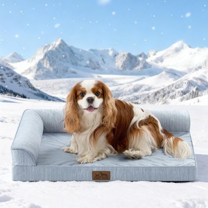 image:imageCOZY KISS Cooling Dog Bed Orthopedic Foam Dog Bed with Sides Removable Cover amp Waterproof Lining and Nonskid Bottom Comfortable Pet Beds for Dogs Blue 42 L x 30 W x 7 ThBlue