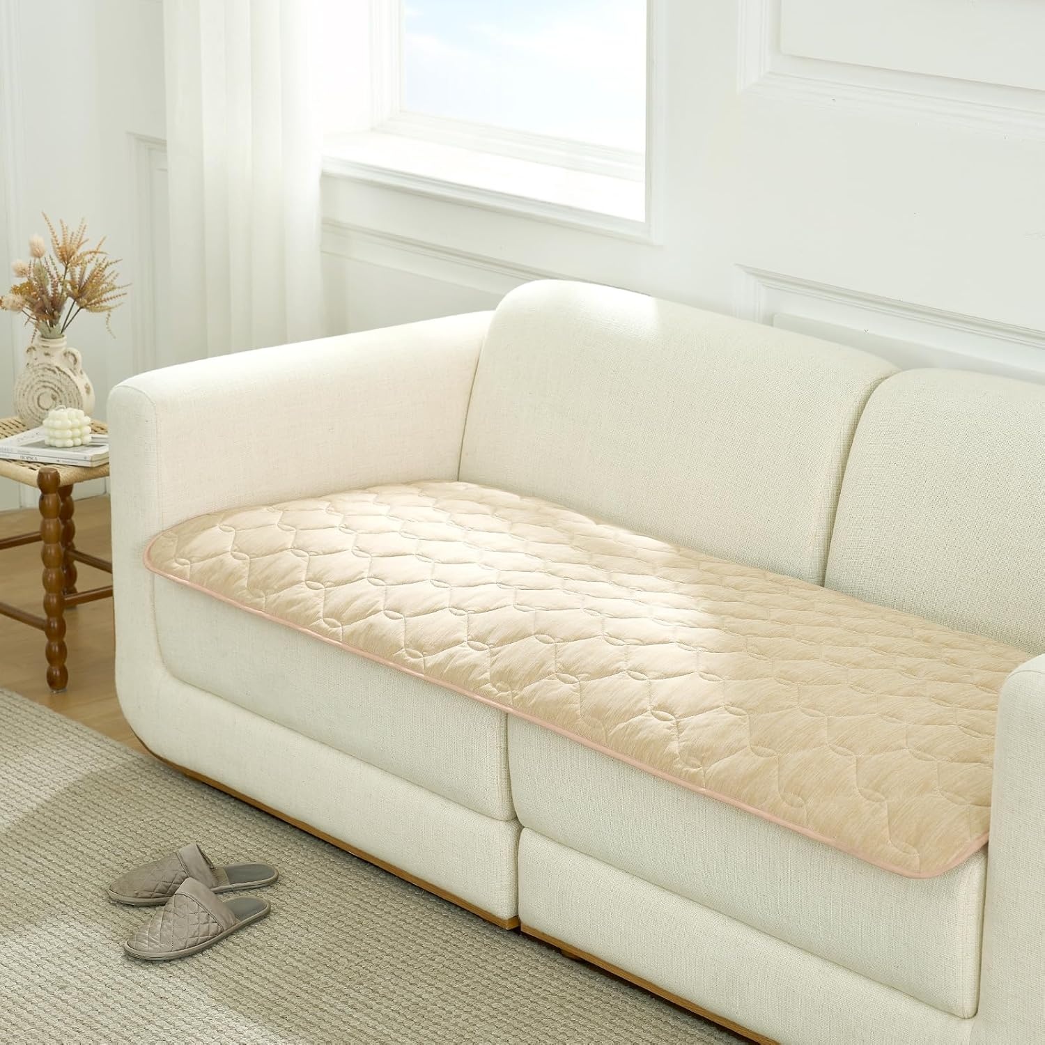 image:imageCOZY KISS DogampCat Cooling Couch Cover 275x275 Inch Waterproof Pet Pad QMax gt 04 CoolTech Fabric GreyBeige