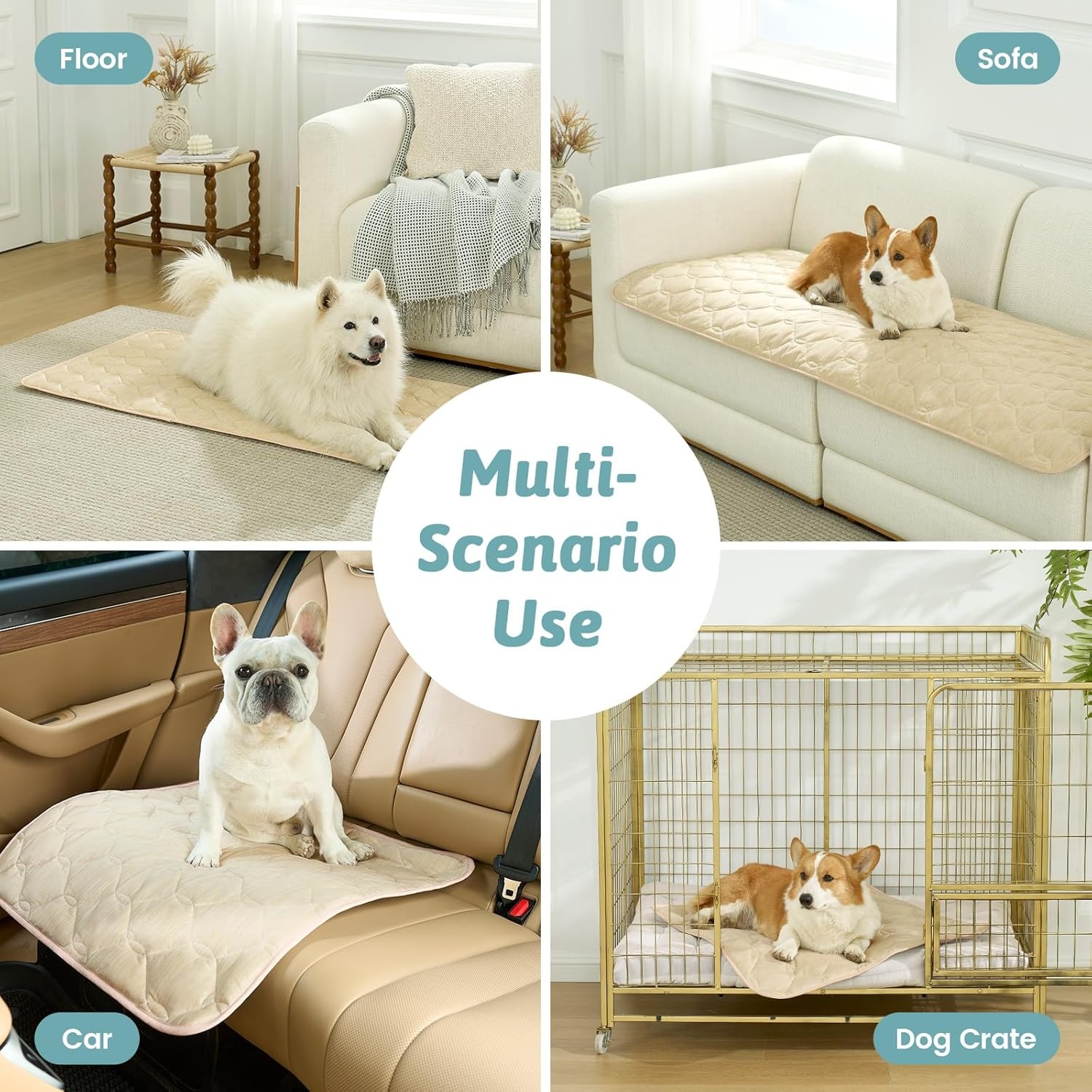 image:imageCOZY KISS DogampCat Cooling Couch Cover 275x275 Inch Waterproof Pet Pad QMax gt 04 CoolTech Fabric GreyBeige