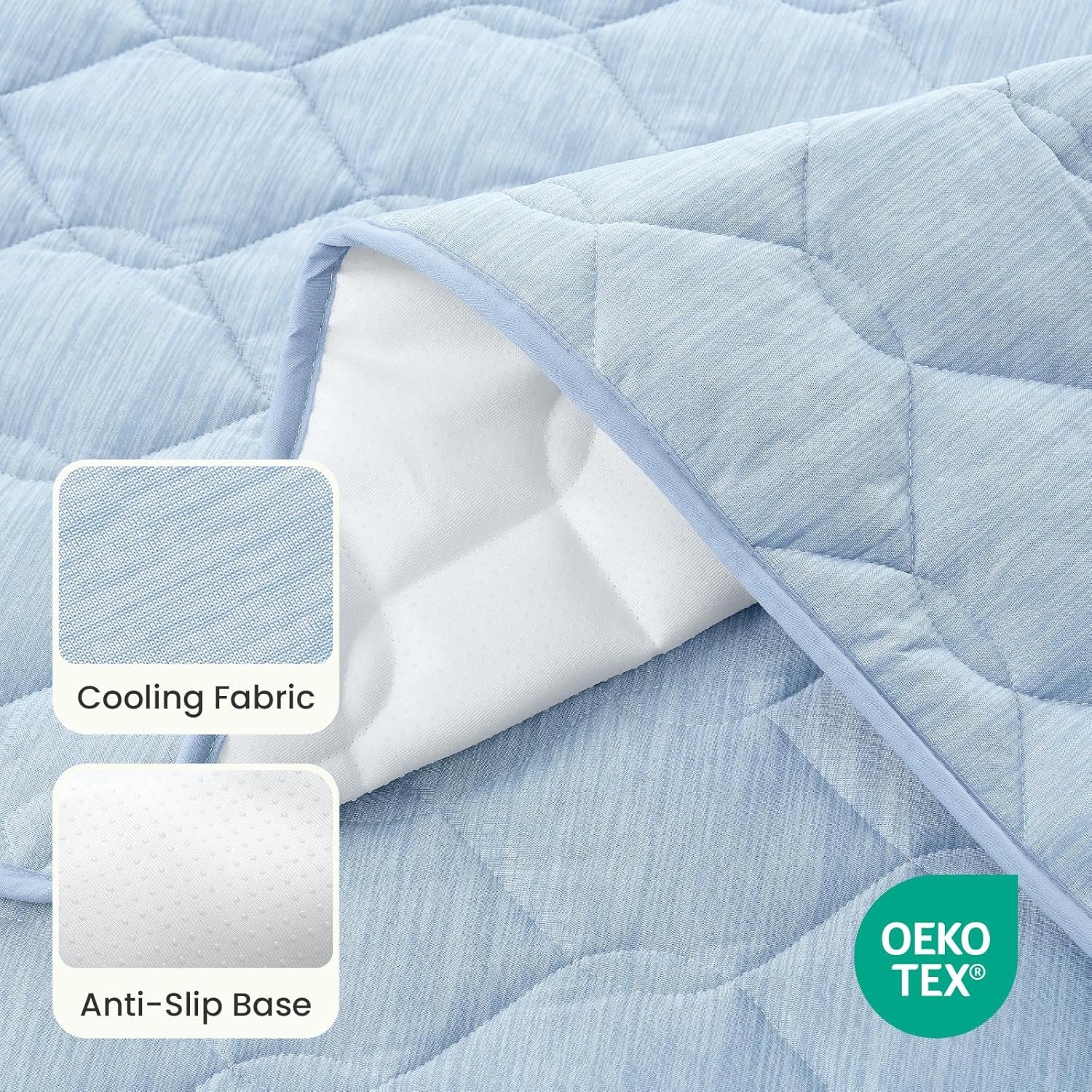 image:imageCOZY KISS DogampCat Cooling Couch Cover 275x275 Inch Waterproof Pet Pad QMax gt 04 CoolTech Fabric GreyBlue