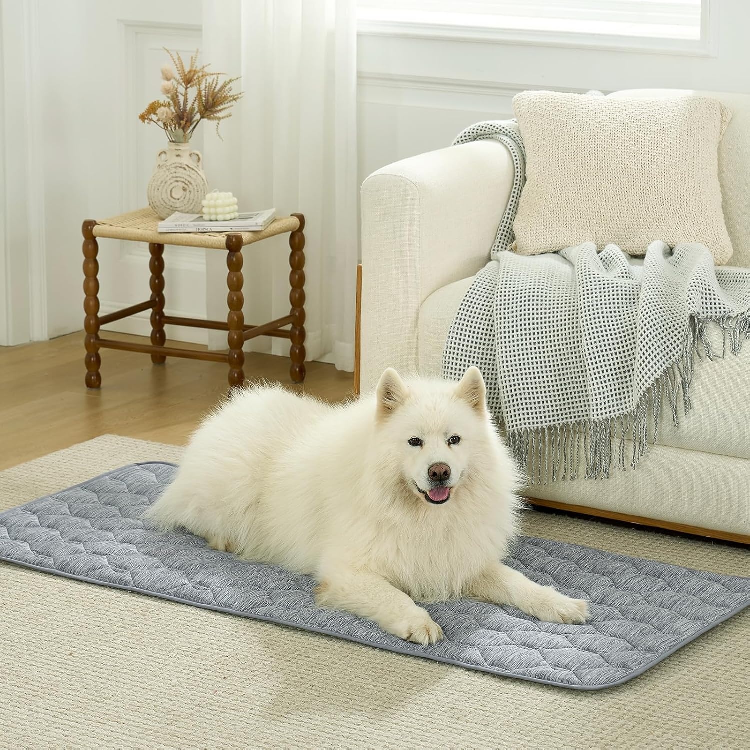 image:imageCOZY KISS DogampCat Cooling Couch Cover 275x275 Inch Waterproof Pet Pad QMax gt 04 CoolTech Fabric GreyDark Grey