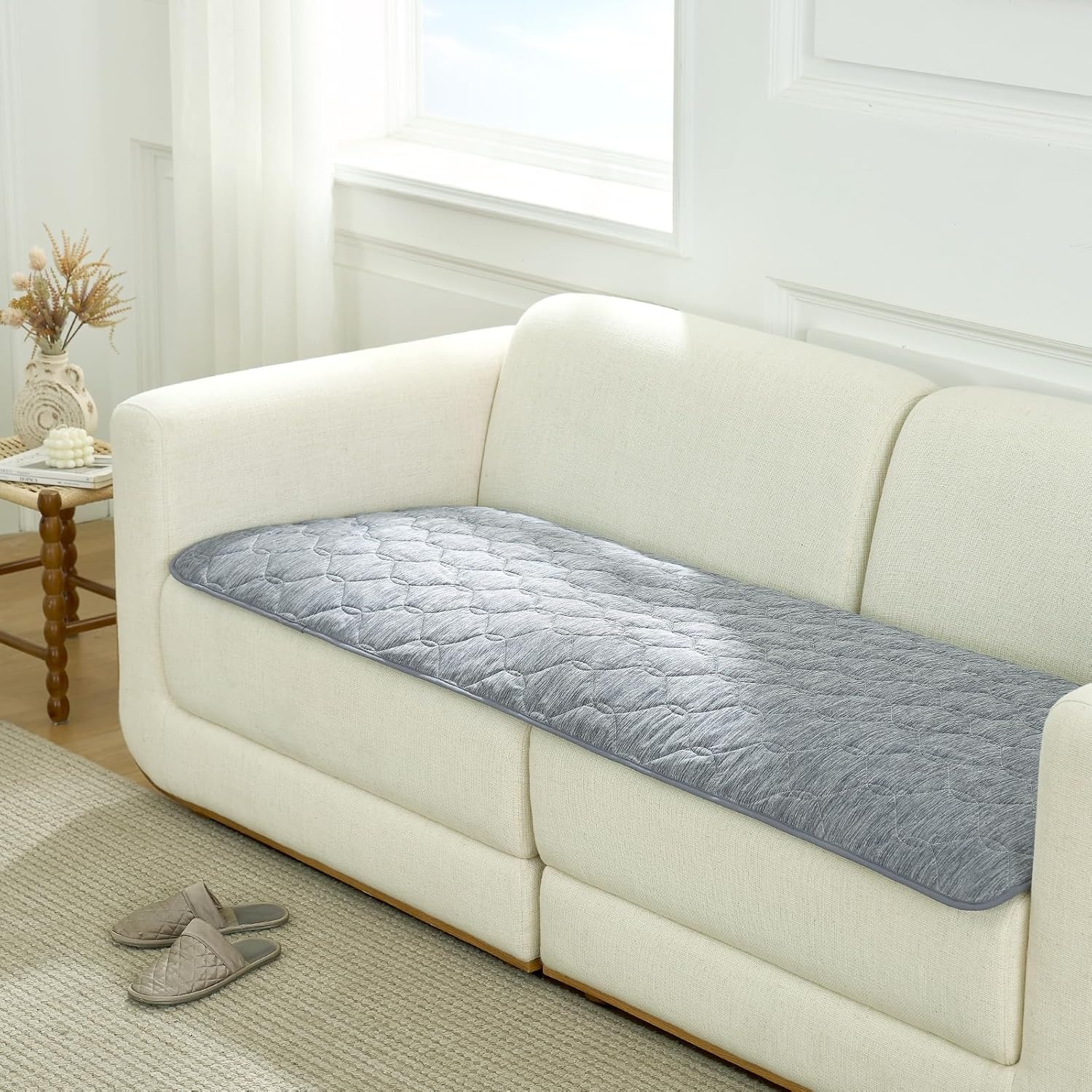 image:imageCOZY KISS DogampCat Cooling Couch Cover 275x275 Inch Waterproof Pet Pad QMax gt 04 CoolTech Fabric GreyDark Grey