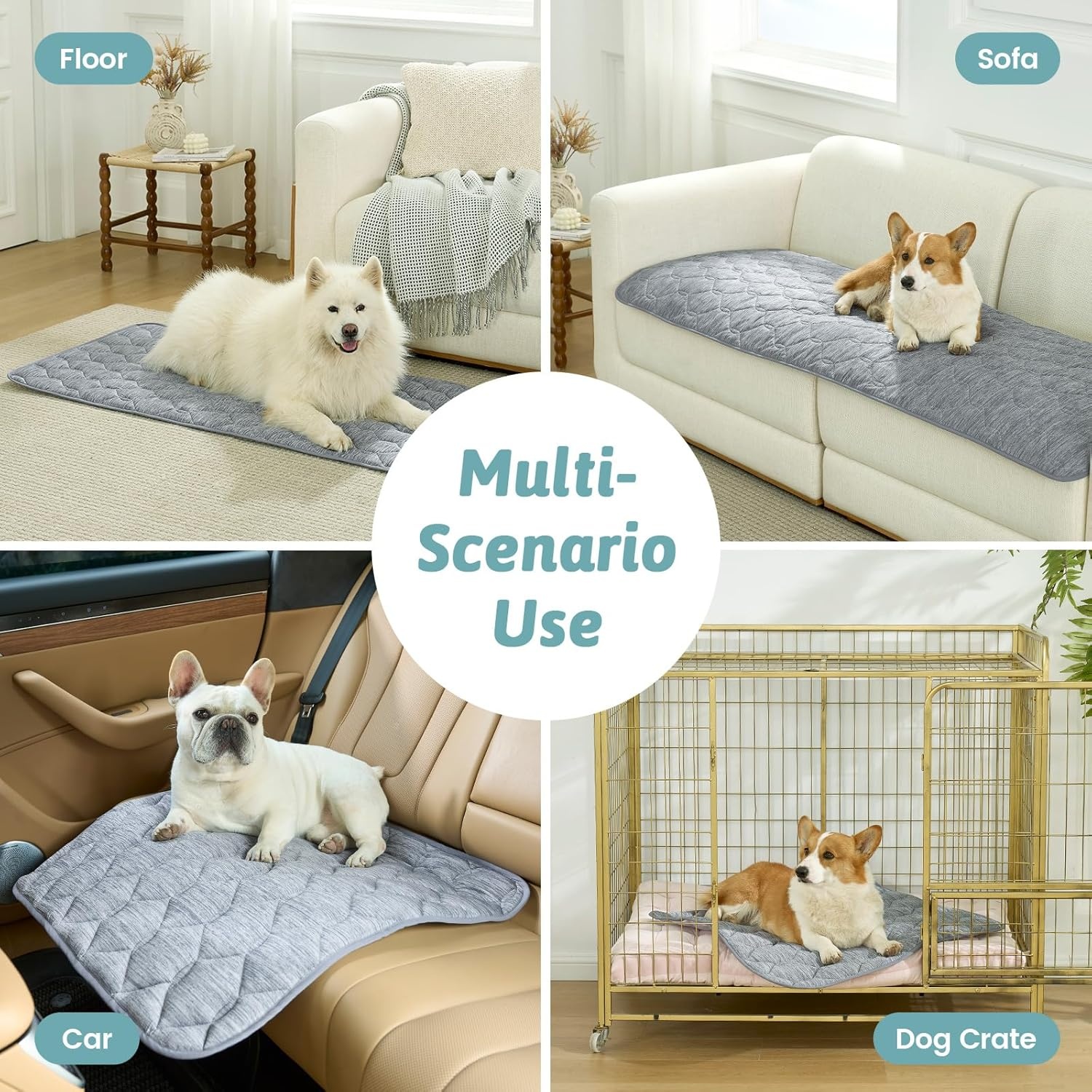 image:imageCOZY KISS DogampCat Cooling Couch Cover 275x275 Inch Waterproof Pet Pad QMax gt 04 CoolTech Fabric GreyDark Grey