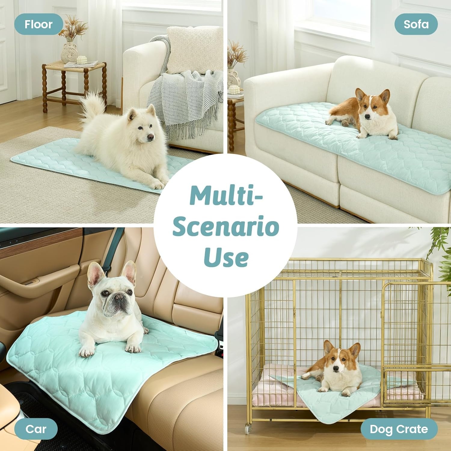 image:imageCOZY KISS DogampCat Cooling Couch Cover 275x275 Inch Waterproof Pet Pad QMax gt 04 CoolTech Fabric GreyGreen
