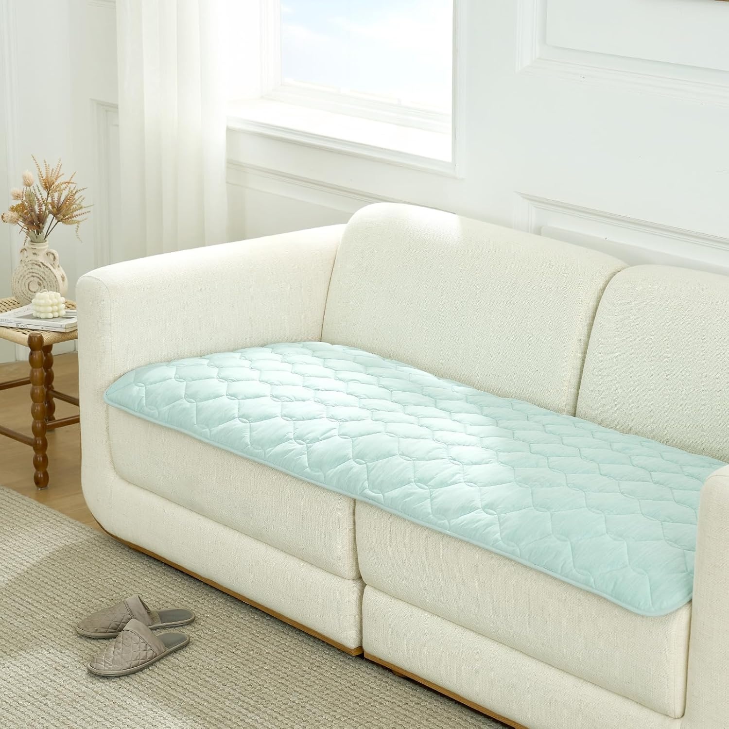 image:imageCOZY KISS DogampCat Cooling Couch Cover 275x275 Inch Waterproof Pet Pad QMax gt 04 CoolTech Fabric GreyGreen