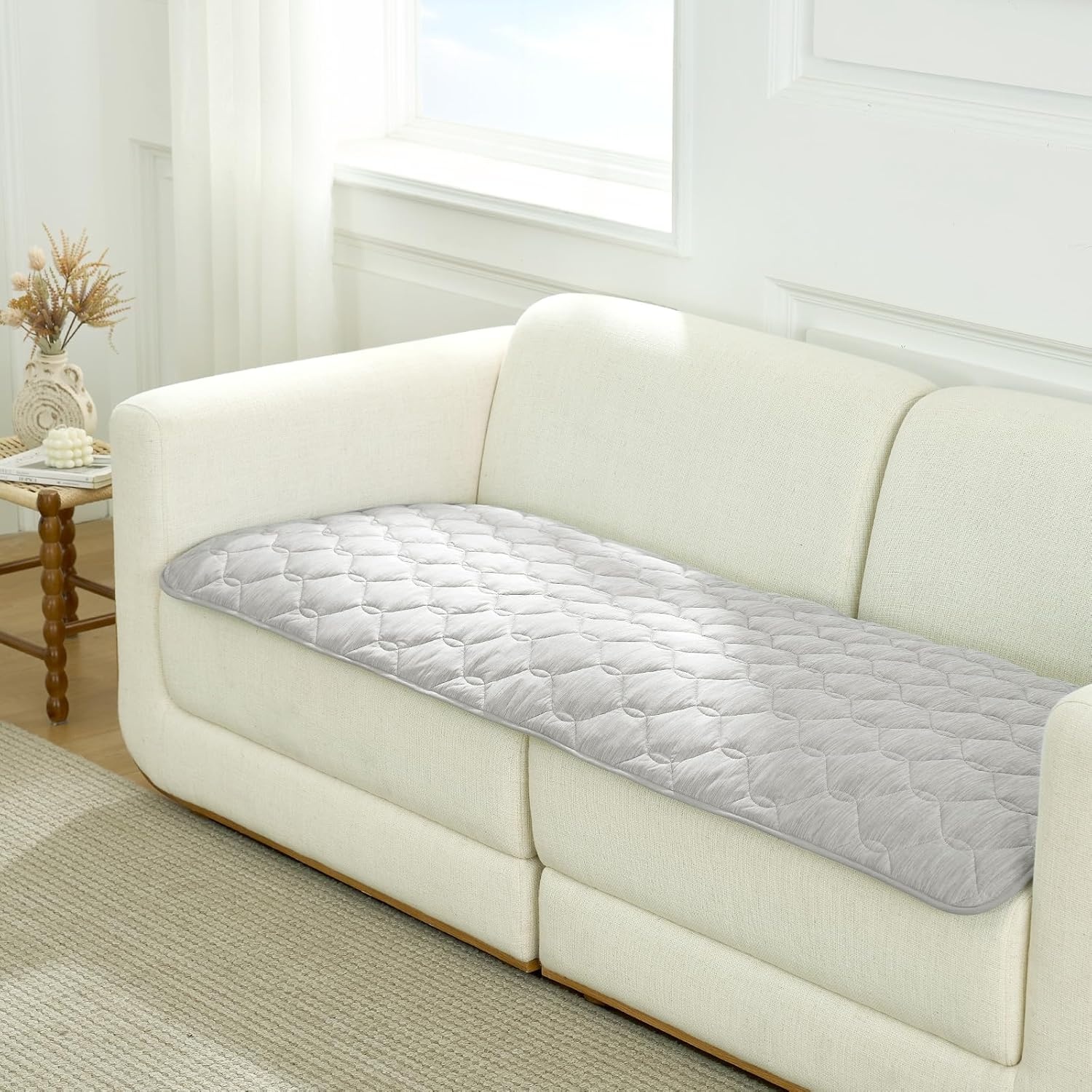 image:imageCOZY KISS DogampCat Cooling Couch Cover 275x275 Inch Waterproof Pet Pad QMax gt 04 CoolTech Fabric GreyGrey