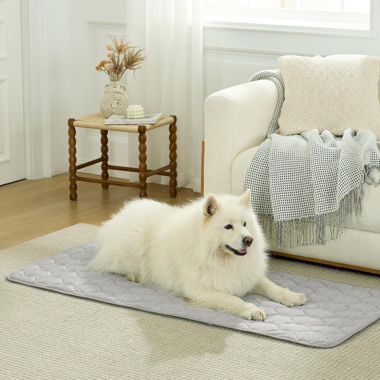image:imageCOZY KISS DogampCat Cooling Couch Cover 275x275 Inch Waterproof Pet Pad QMax gt 04 CoolTech Fabric GreyGrey