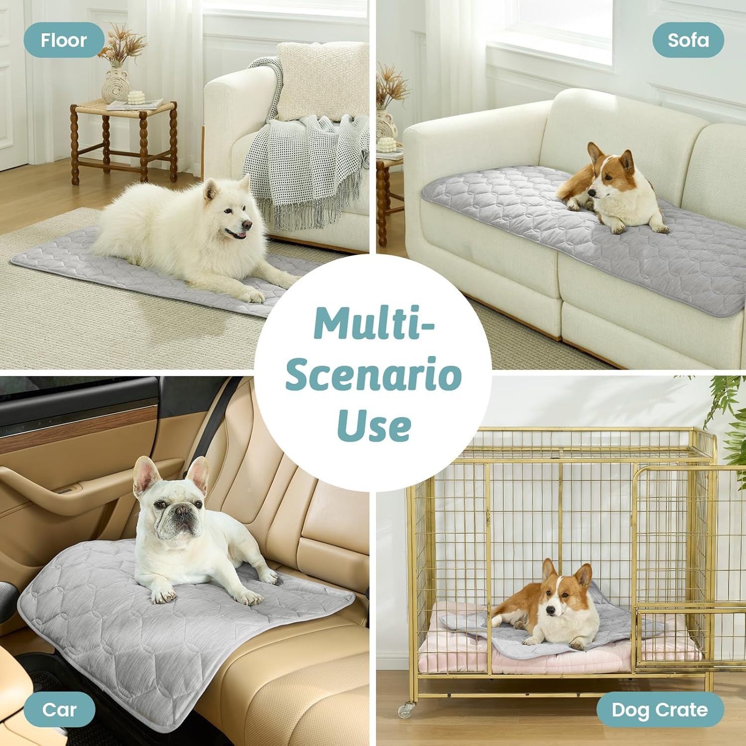 image:imageCOZY KISS DogampCat Cooling Couch Cover 275x275 Inch Waterproof Pet Pad QMax gt 04 CoolTech Fabric GreyGrey