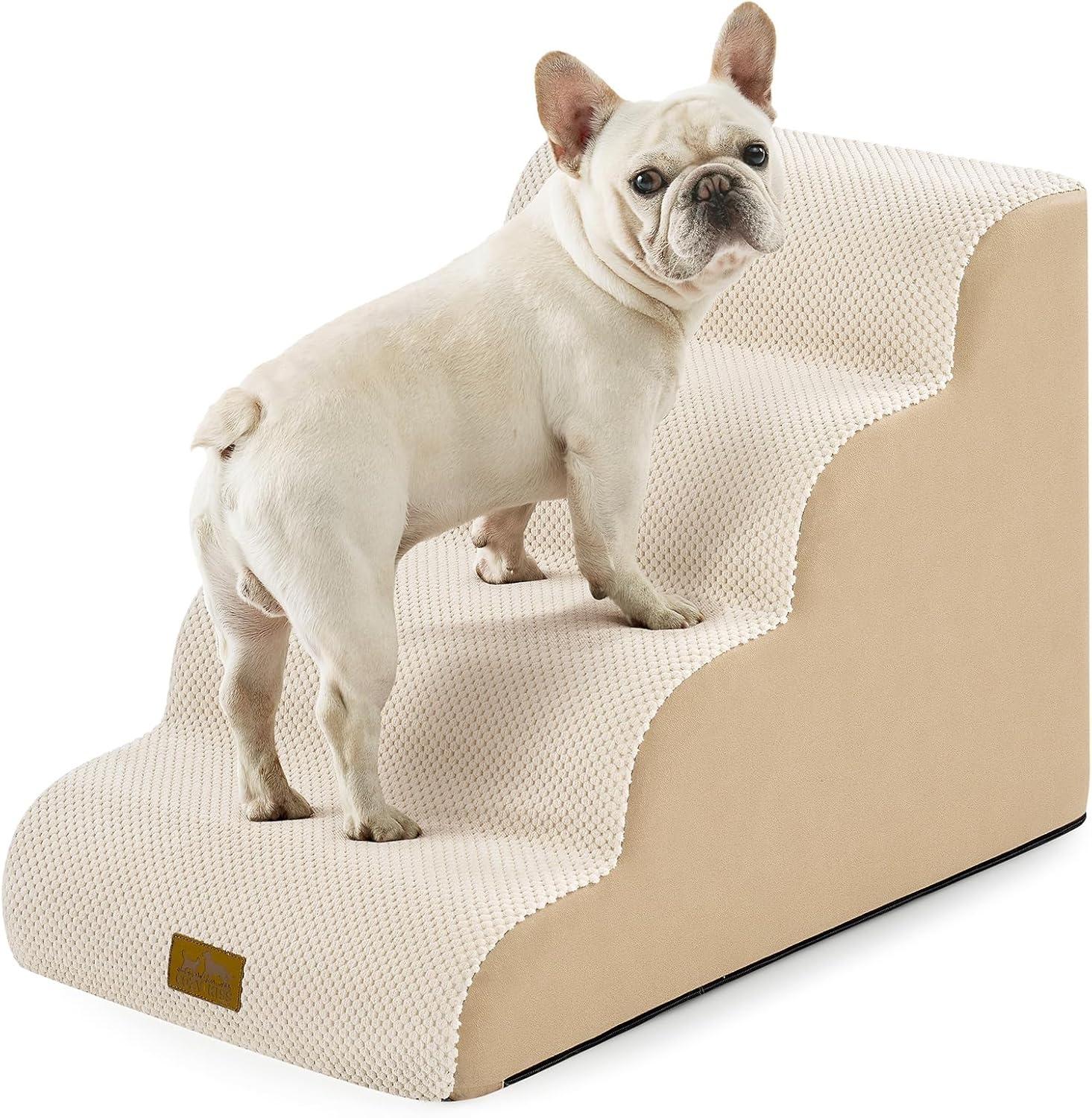 image:imageCOZY KISS Extra Wide Dog Stairs with Tunnel Detachable Large Pet Step for Small Medium Dog Puppy or Cat Ramp for High Bed Couch Sofa or Car Stable 197x33x224 inch 5 Step BlackBeige
