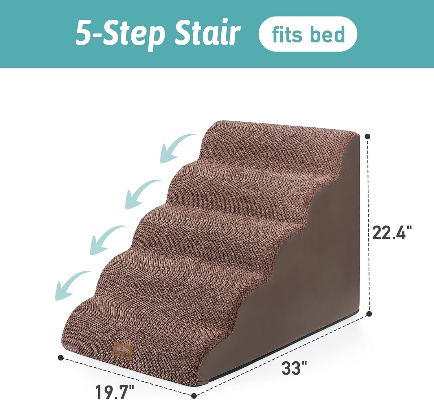 image:imageCOZY KISS Extra Wide Dog Stairs with Tunnel Detachable Large Pet Step for Small Medium Dog Puppy or Cat Ramp for High Bed Couch Sofa or Car Stable 197x33x224 inch 5 Step BlackBrown