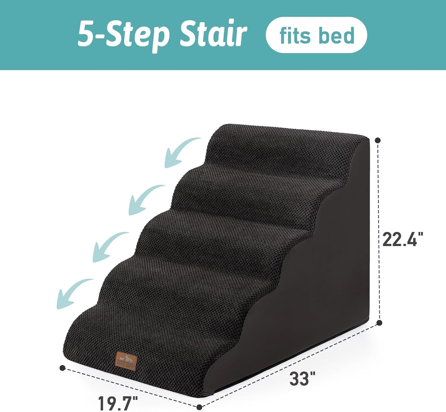 image:imageCOZY KISS Extra Wide Dog Stairs with Tunnel Detachable Large Pet Step for Small Medium Dog Puppy or Cat Ramp for High Bed Couch Sofa or Car Stable 197x33x224 inch 5 Step BlackBlack