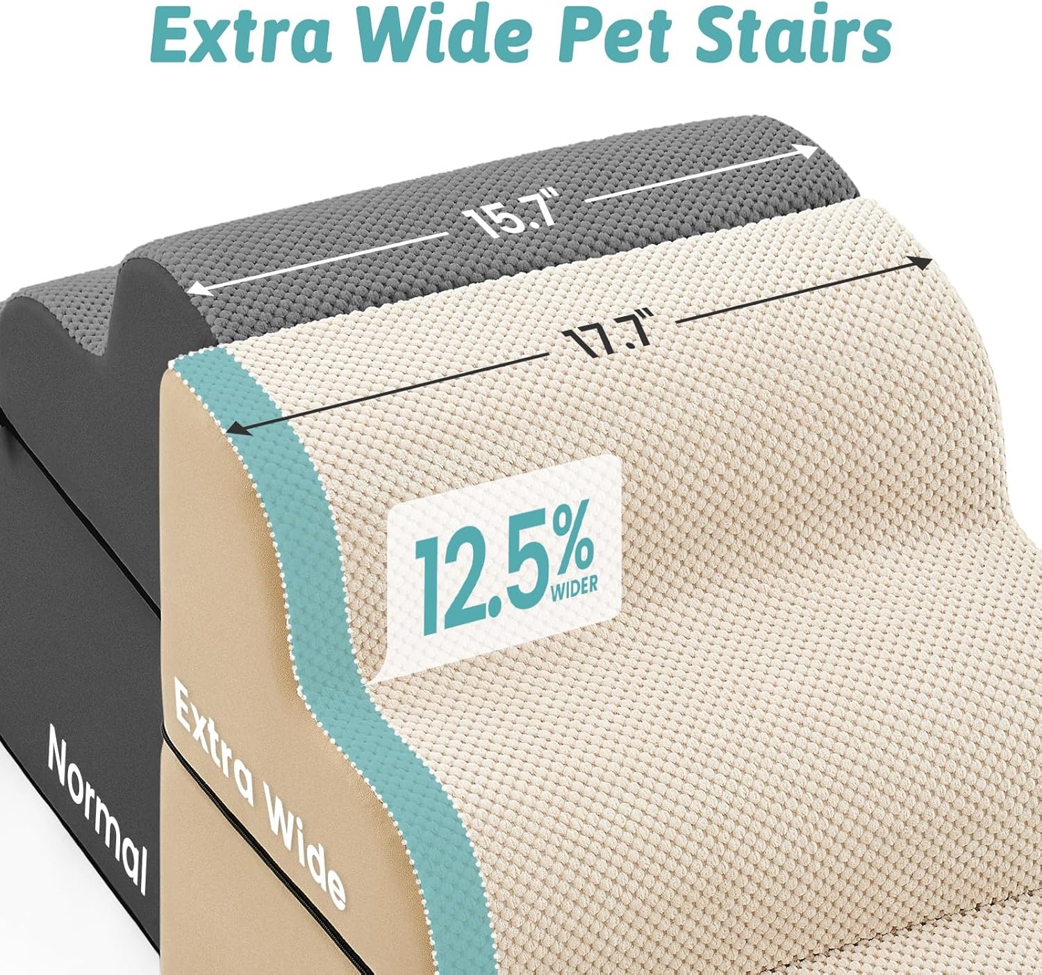 image:imageCOZY KISS Extra Wide Dog Stairs with Tunnel Detachable Large Pet Step for Small Medium Dog Puppy or Cat Ramp for High Bed Couch Sofa or Car Stable 197x33x224 inch 5 Step BlackBeige
