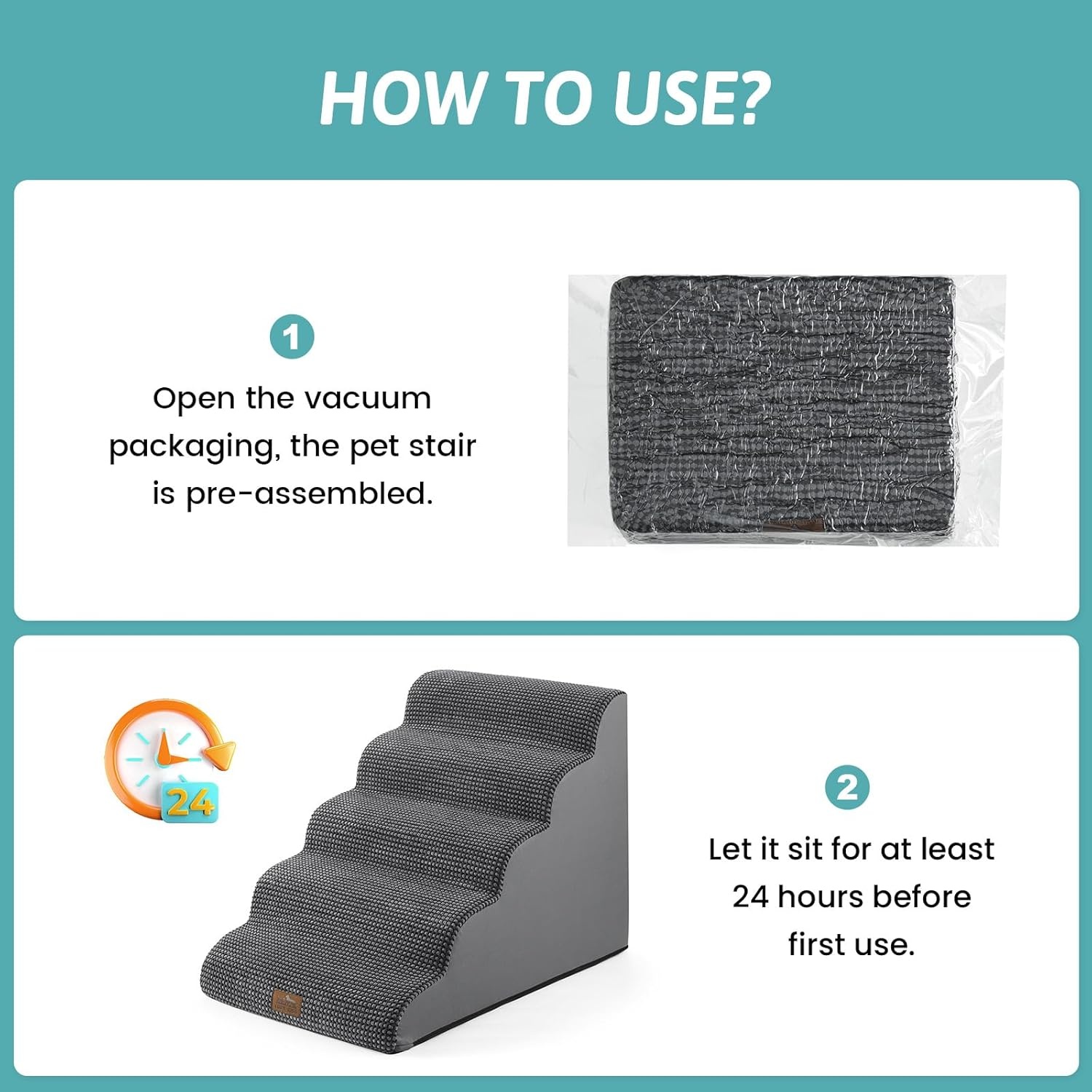 image:imageCOZY KISS Extra Wide Dog Stairs with Tunnel Detachable Large Pet Step for Small Medium Dog Puppy or Cat Ramp for High Bed Couch Sofa or Car Stable 197x33x224 inch 5 Step BlackCharcoal Grey