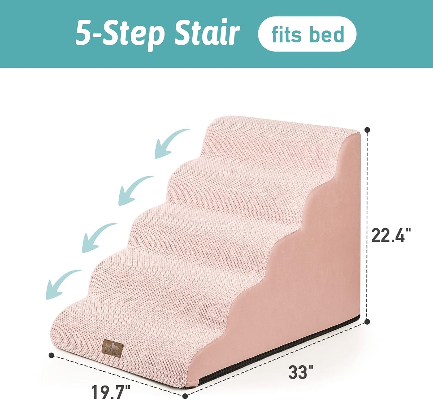 image:imageCOZY KISS Extra Wide Dog Stairs with Tunnel Detachable Large Pet Step for Small Medium Dog Puppy or Cat Ramp for High Bed Couch Sofa or Car Stable 197x33x224 inch 5 Step BlackPink