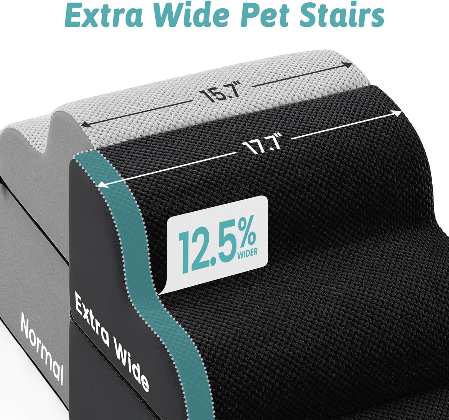image:imageCOZY KISS Extra Wide Dog Stairs with Tunnel Detachable Large Pet Step for Small Medium Dog Puppy or Cat Ramp for High Bed Couch Sofa or Car Stable 197x33x224 inch 5 Step BlackBlack