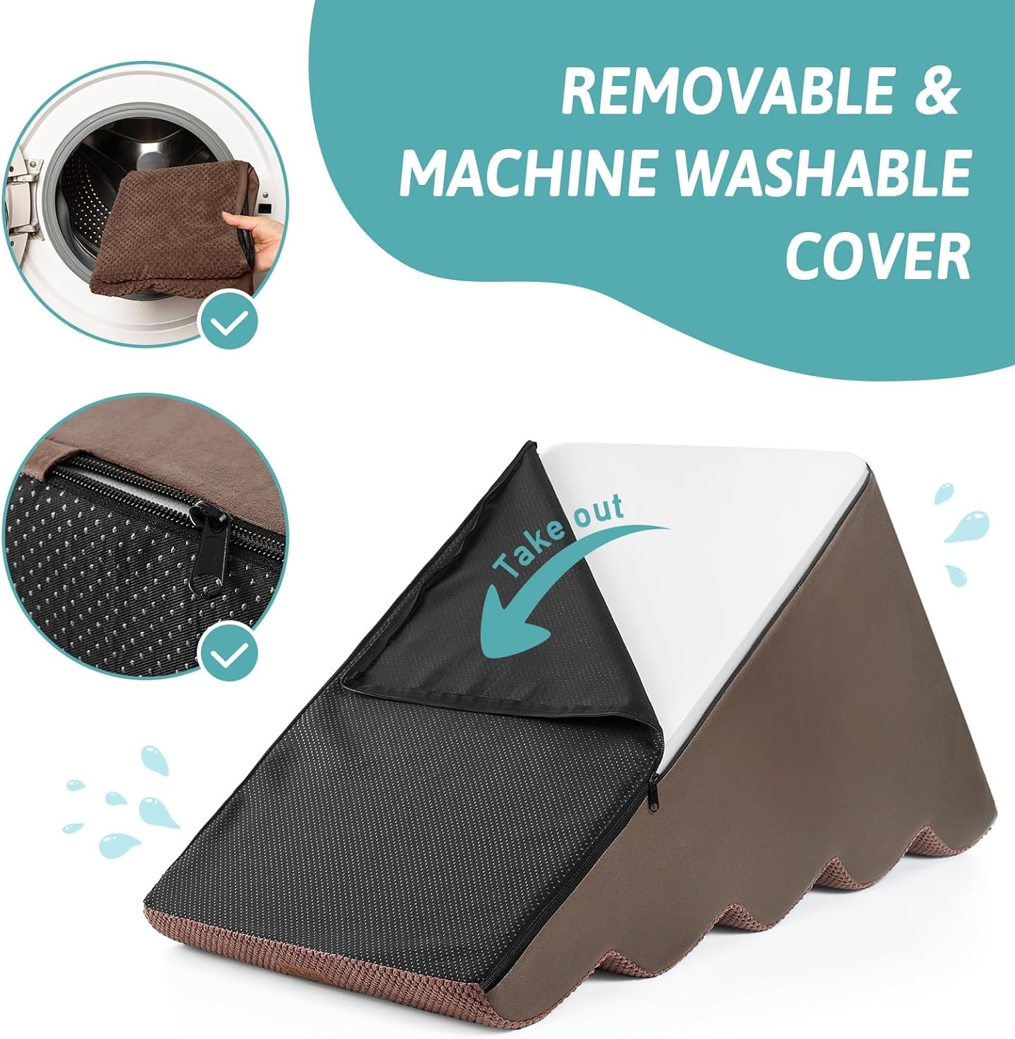 image:imageCOZY KISS Extra Wide Dog Stairs with Tunnel Detachable Large Pet Step for Small Medium Dog Puppy or Cat Ramp for High Bed Couch Sofa or Car Stable 197x33x224 inch 5 Step BlackBrown