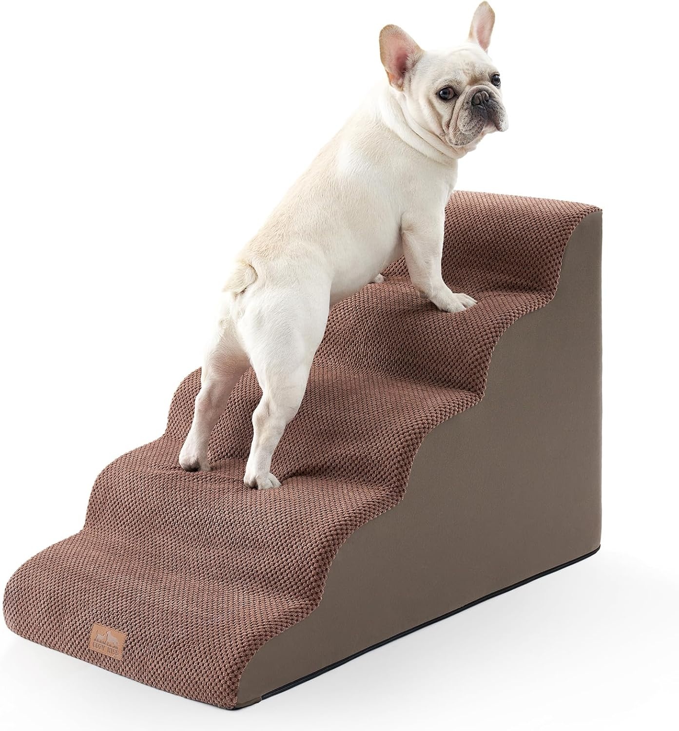 image:imageCOZY KISS Extra Wide Dog Stairs with Tunnel Detachable Large Pet Step for Small Medium Dog Puppy or Cat Ramp for High Bed Couch Sofa or Car Stable 197x33x224 inch 5 Step BlackBrown