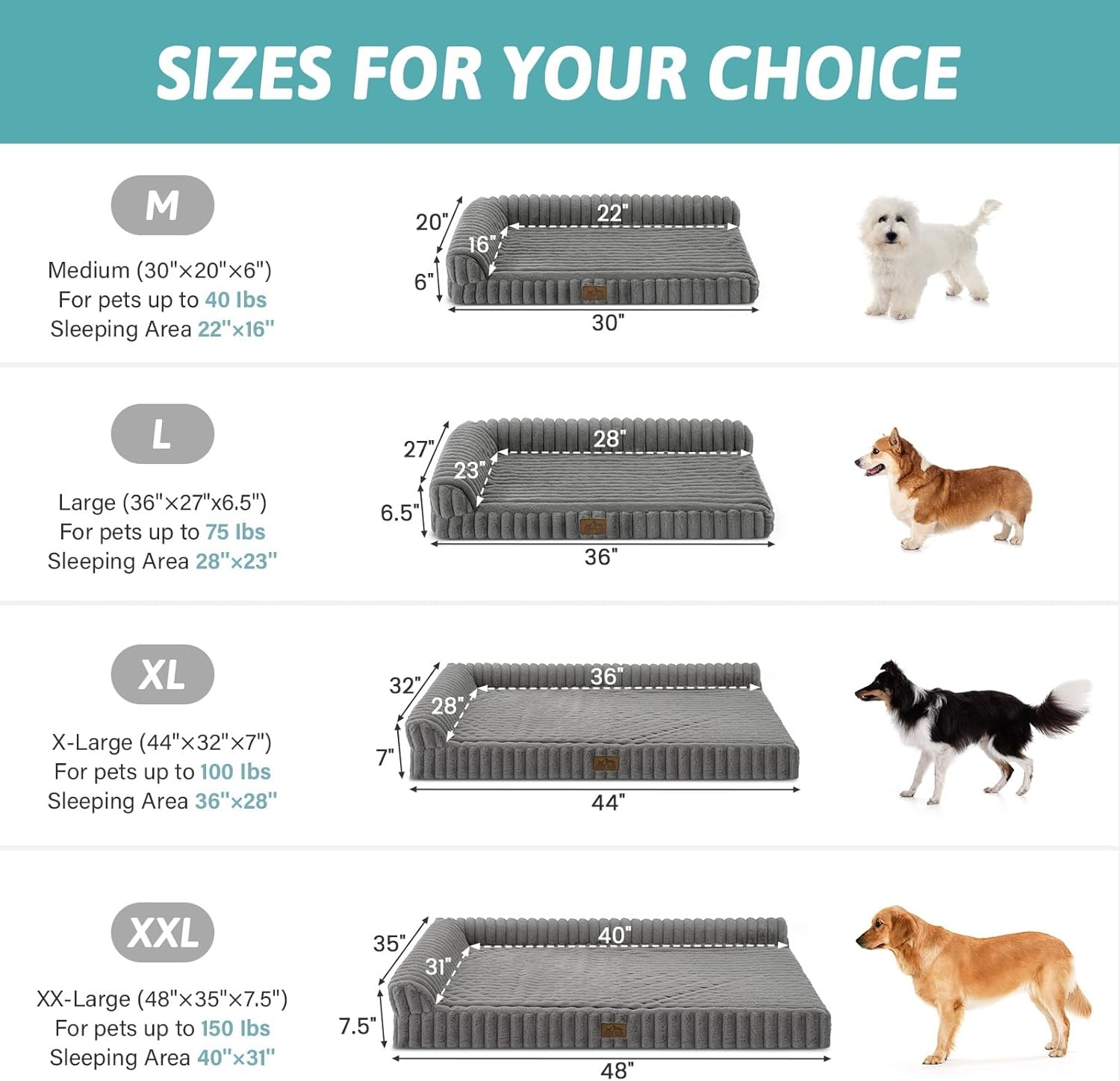 image:imageCOZY KISS Medium Dog Bed Faux Rabbit Fur Orthopedic Foam Dog Bed with Sides Removable Washable Cover amp Waterproof Lining Comfortable Pet Couch for Medium Dogs Cream 36 L x 27 W x 65 ThGrey