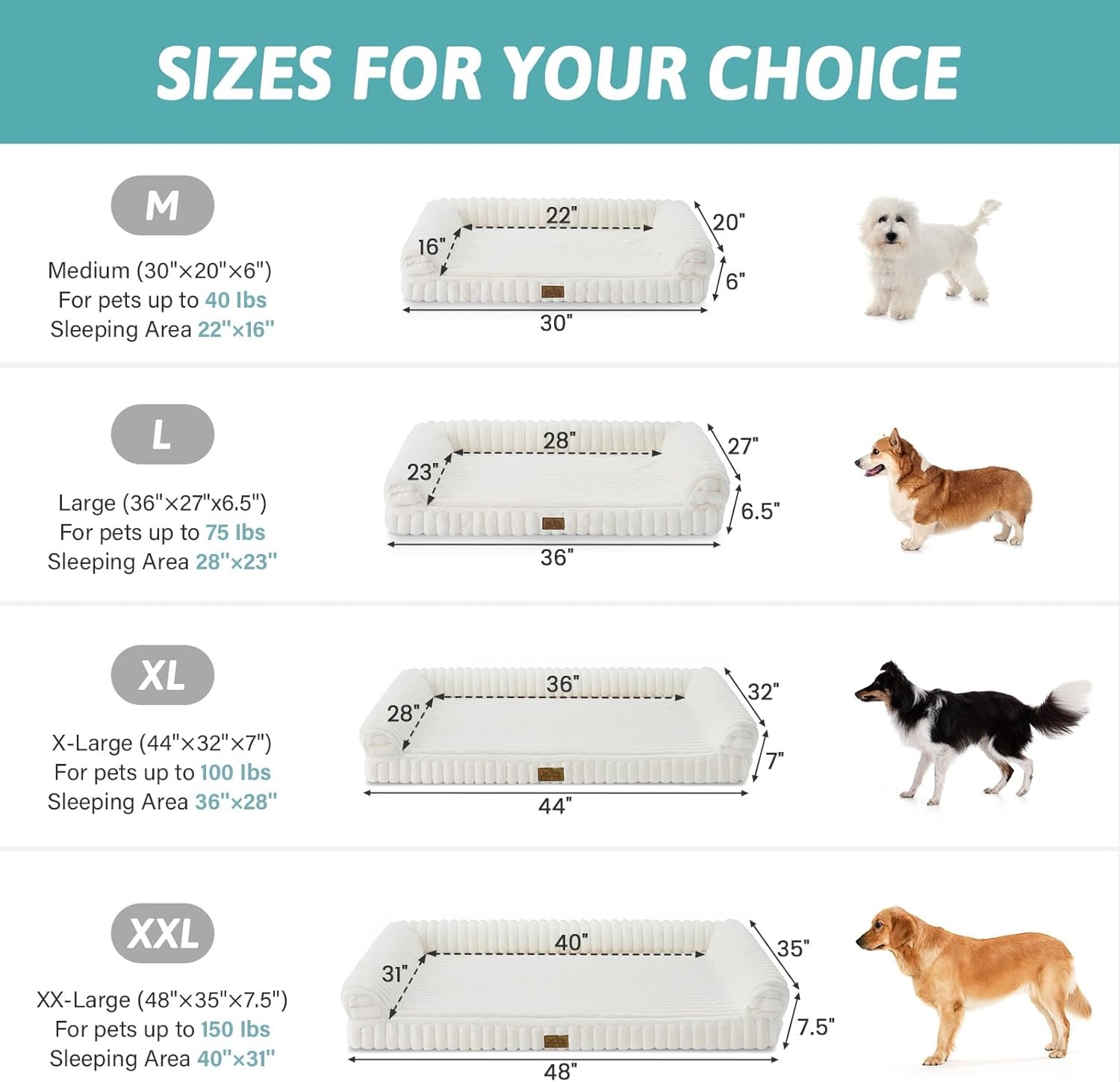 image:imageCOZY KISS Medium Dog Bed Faux Rabbit Fur Orthopedic Foam Dog Bed with Sides Removable Washable Cover amp Waterproof Lining Comfortable Pet Couch for Medium Dogs Cream 36 L x 27 W x 65 ThCream