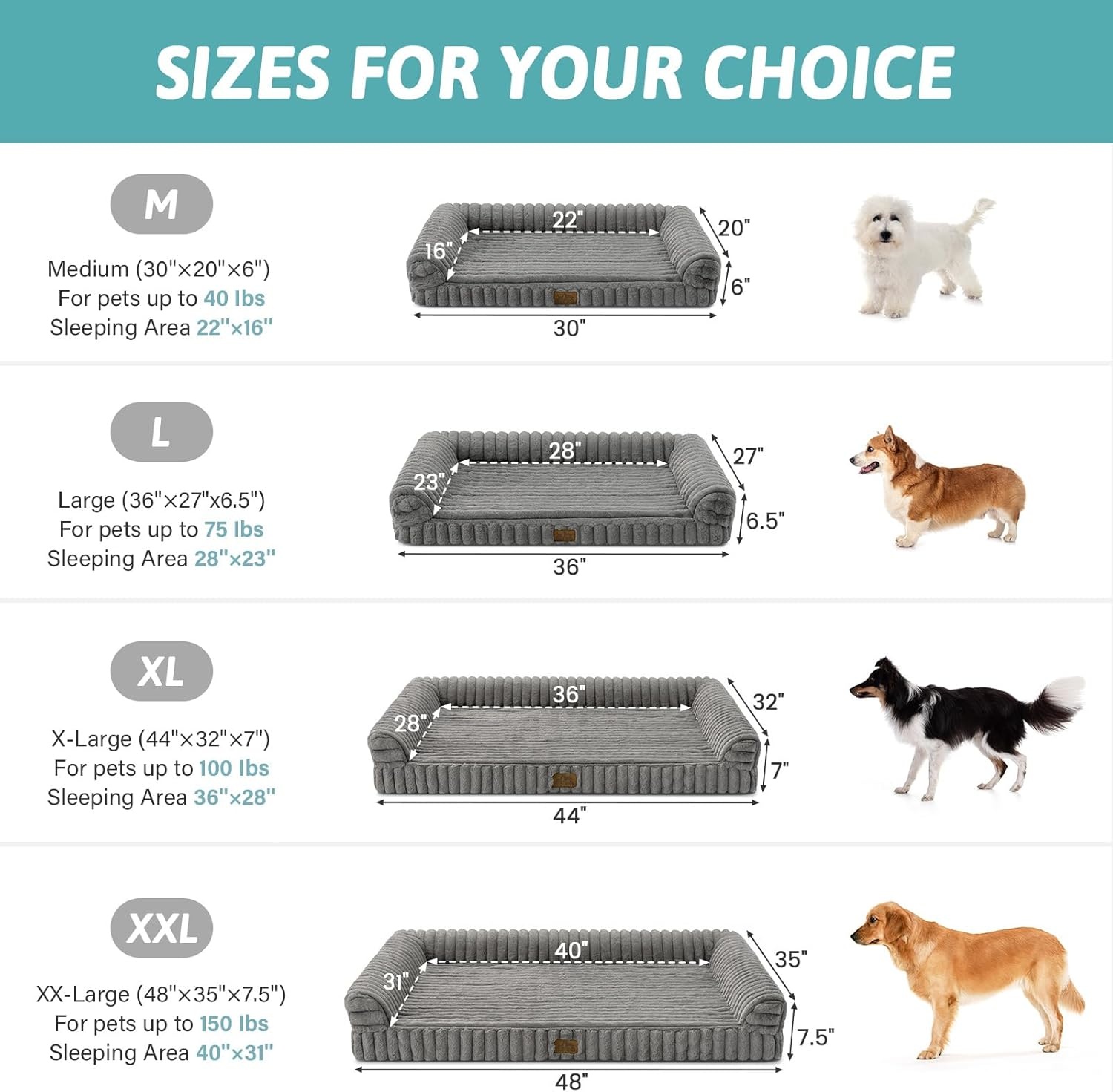 image:imageCOZY KISS Medium Dog Bed Faux Rabbit Fur Orthopedic Foam Dog Bed with Sides Removable Washable Cover amp Waterproof Lining Comfortable Pet Couch for Medium Dogs Cream 36 L x 27 W x 65 ThGrey