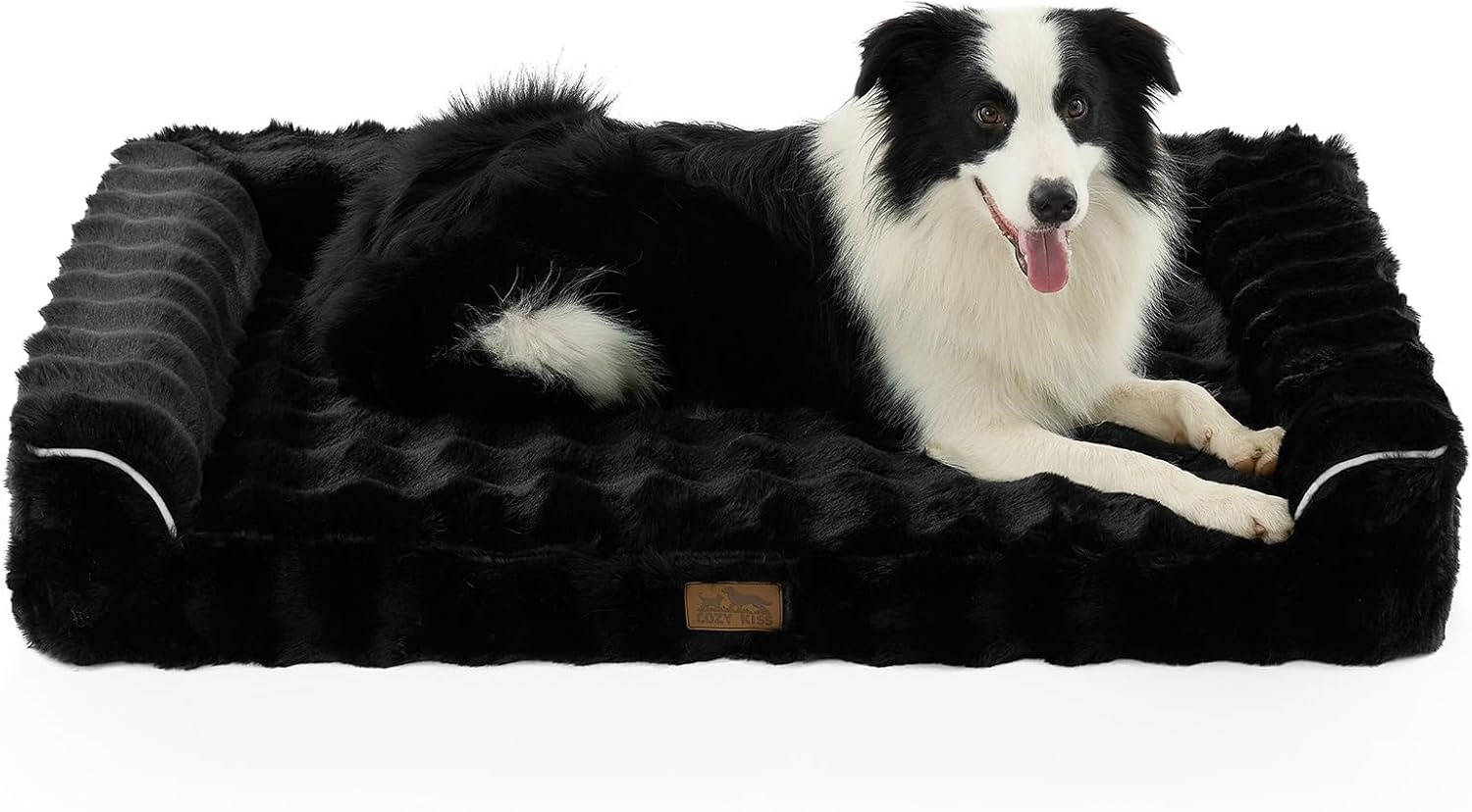 image:imageFaux Fur Orthopedic Dog Bed Dog Bed for Large Size Supportive Foam Pet Sofa with Waterproof Lining Cover Washable UShaped Pet Couch with AntiSlip Bottom Tiedye Grey L 36x27x65 inchBlack