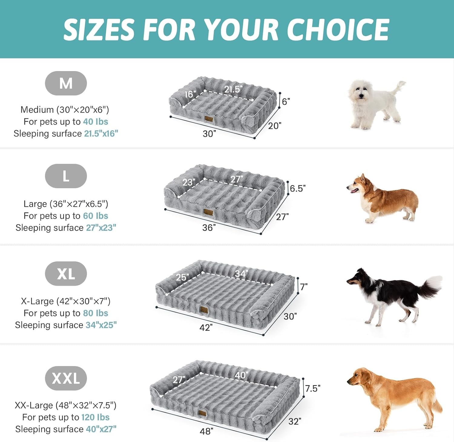 image:imageFaux Fur Orthopedic Dog Bed Dog Bed for Large Size Supportive Foam Pet Sofa with Waterproof Lining Cover Washable UShaped Pet Couch with AntiSlip Bottom Tiedye Grey L 36x27x65 inchGrey