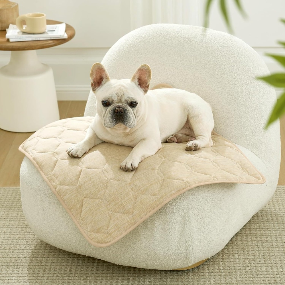 image:imageCOZY KISS DogampCat Cooling Couch Cover 275x275 Inch Waterproof Pet Pad QMax gt 04 CoolTech Fabric GreyBeige