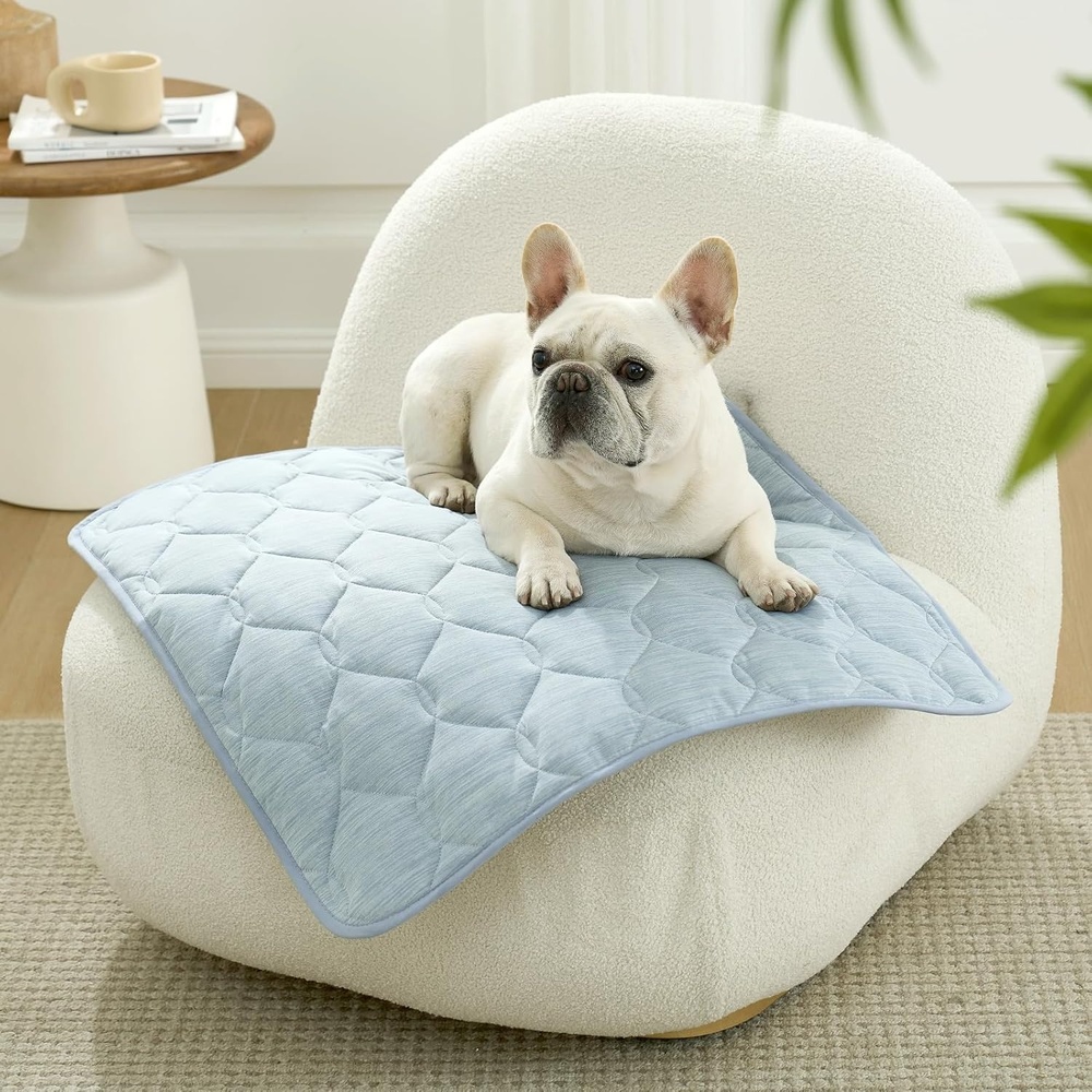 image:imageCOZY KISS DogampCat Cooling Couch Cover 275x275 Inch Waterproof Pet Pad QMax gt 04 CoolTech Fabric GreyBlue