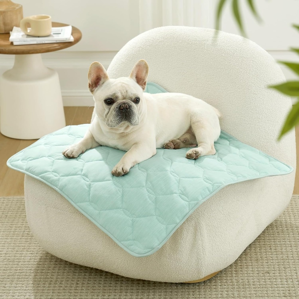 image:imageCOZY KISS DogampCat Cooling Couch Cover 275x275 Inch Waterproof Pet Pad QMax gt 04 CoolTech Fabric GreyGreen