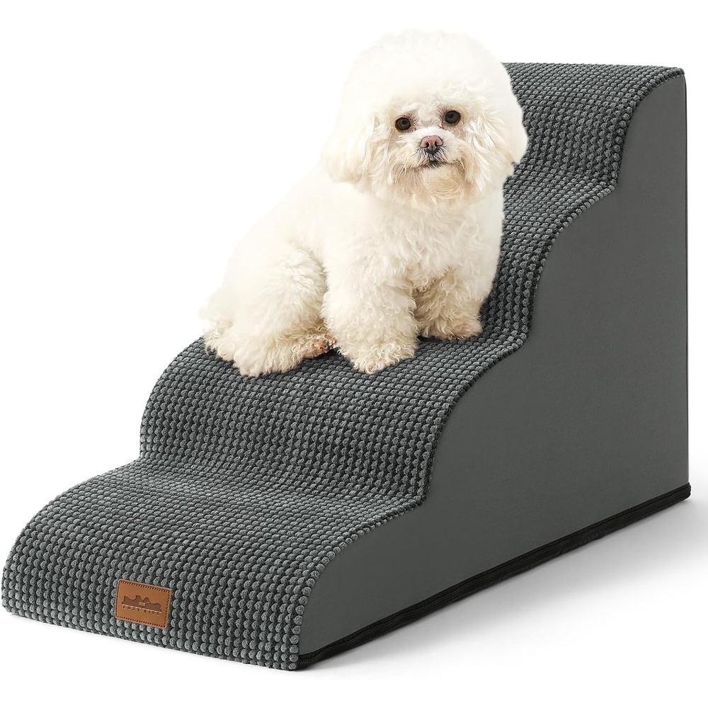 image:imageCOZY KISS Extra Wide Dog Stairs with Tunnel Detachable Large Pet Step for Small Medium Dog Puppy or Cat Ramp for High Bed Couch Sofa or Car Stable 197x33x224 inch 5 Step BlackCharcoal Grey