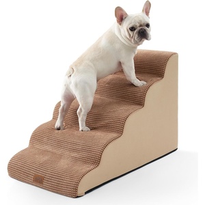 image:imageCOZY KISS Extra Wide Dog Stairs with Tunnel Detachable Large Pet Step for Small Medium Dog Puppy or Cat Ramp for High Bed Couch Sofa or Car Stable 197x33x224 inch 5 Step BlackLight Brown