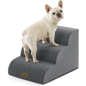 image:imageCOZY KISS Extra Wide Dog Stairs with Tunnel Detachable Large Pet Step for Small Medium Dog Puppy or Cat Ramp for High Bed Couch Sofa or Car Stable 197x33x224 inch 5 Step BlackDark Grey