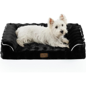 image:imageFaux Fur Orthopedic Dog Bed Dog Bed for Large Size Supportive Foam Pet Sofa with Waterproof Lining Cover Washable UShaped Pet Couch with AntiSlip Bottom Tiedye Grey L 36x27x65 inchBlack