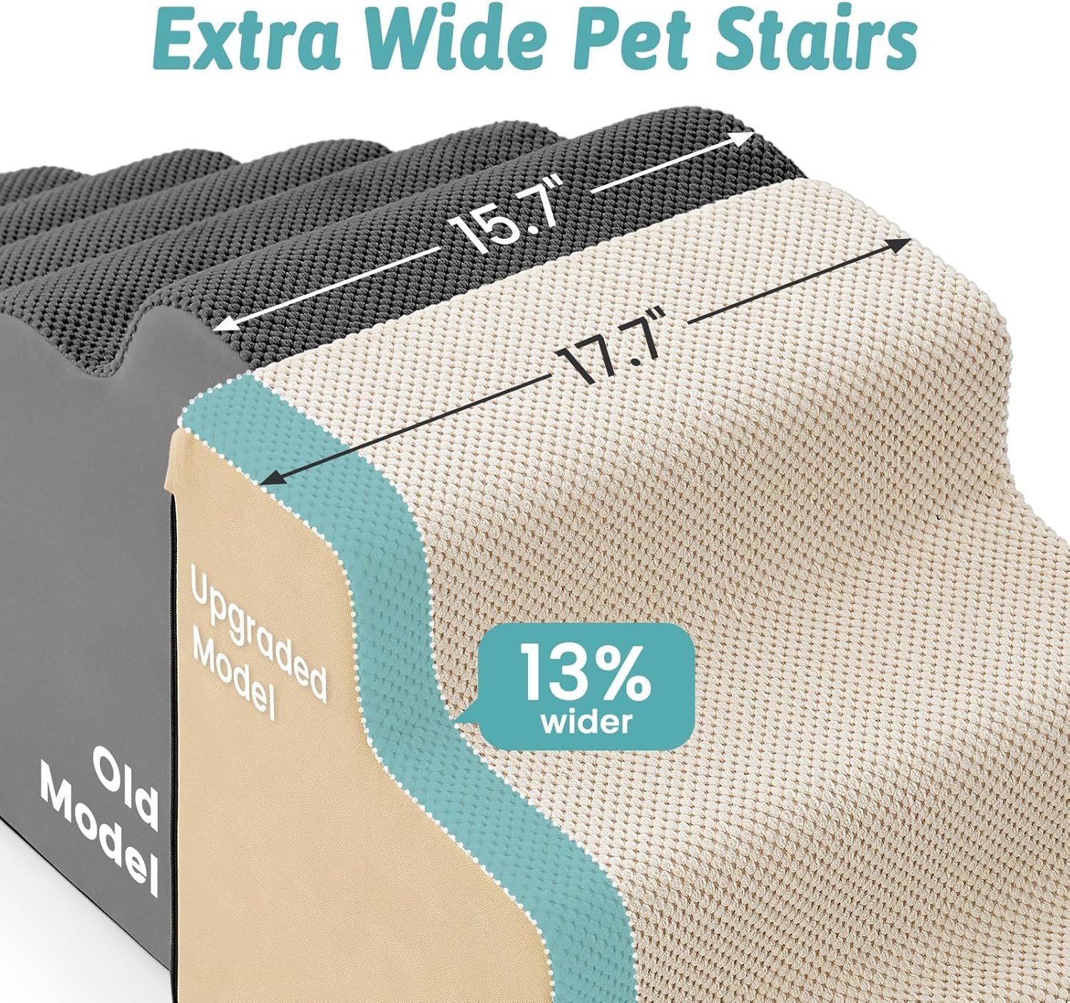 image:imageCOZY KISS Dog Stairs for Small Dogs 3Step 2 in 1 Transformable Pet Stairs for Couch and Bed 157 H Dog Steps for Old Cats Puppy Small Dogs Beige 157x224x157 in 30Beige