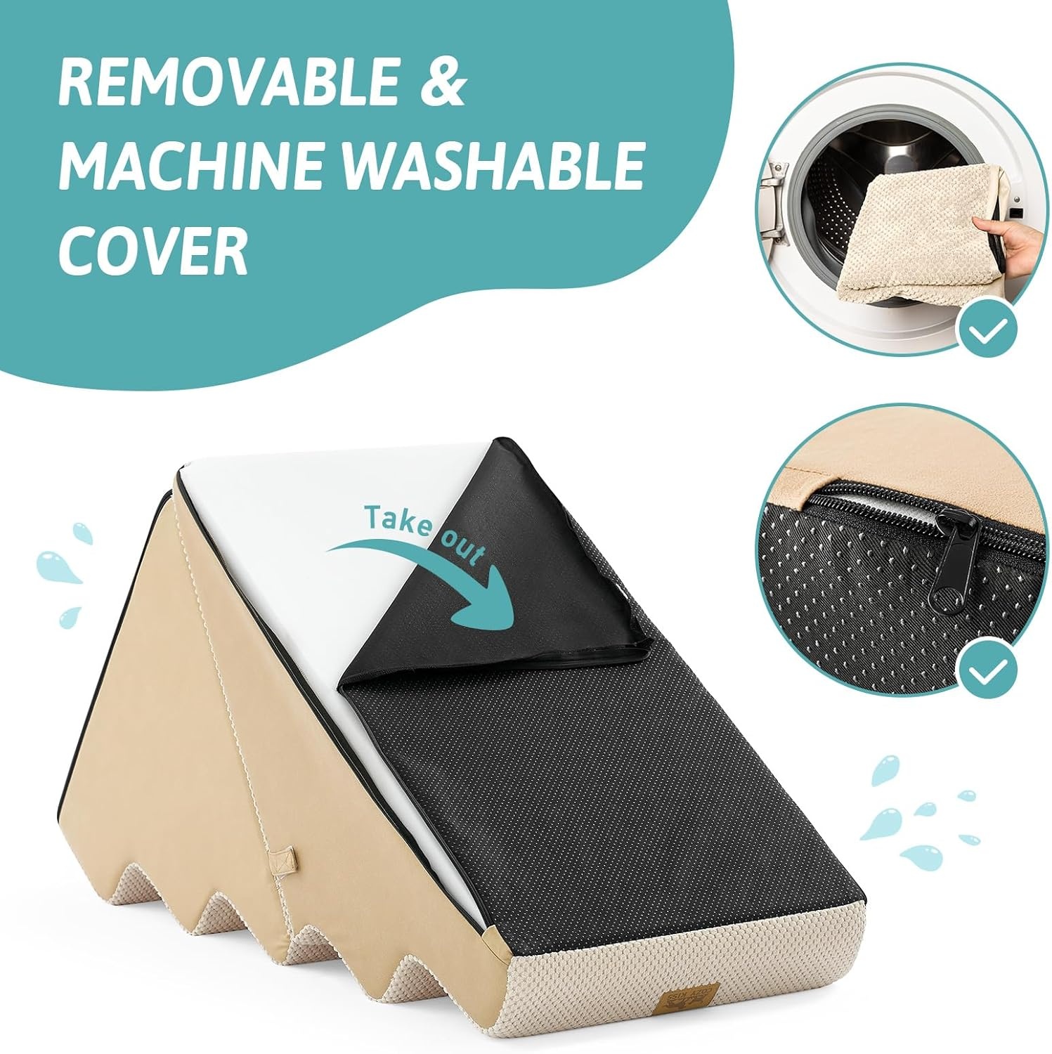 image:imageCOZY KISS Dog Stairs for Small Dogs 3Step 2 in 1 Transformable Pet Stairs for Couch and Bed 157 H Dog Steps for Old Cats Puppy Small Dogs Beige 157x224x157 in 30Beige