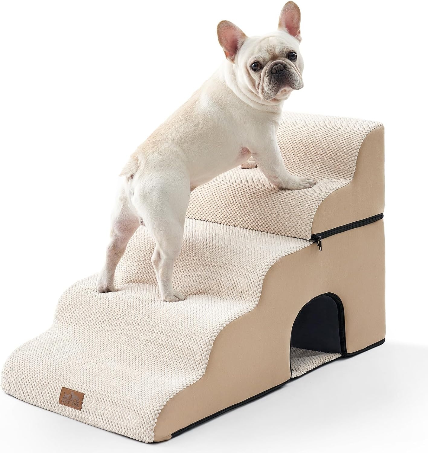 image:imageCOZY KISS Dog Stairs for Small Dogs 3Step 2 in 1 Transformable Pet Stairs for Couch and Bed 157 H Dog Steps for Old Cats Puppy Small Dogs Beige 157x224x157 in 30Beige