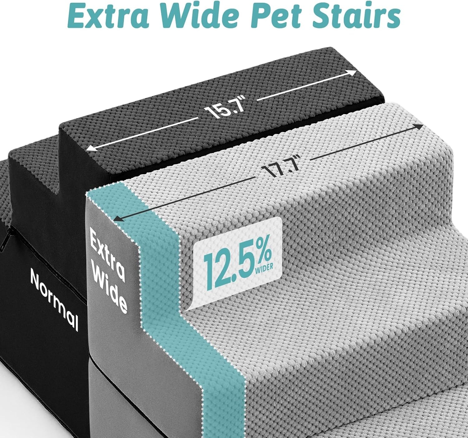 image:imageCOZY KISS Dog Stairs for Small Dogs 4 Tier Removable Pet Stairs for Couch and Bed 177 H Dog Steps for Old Cats Puppy Small Dogs 157x236x177 inch BeigeGrey