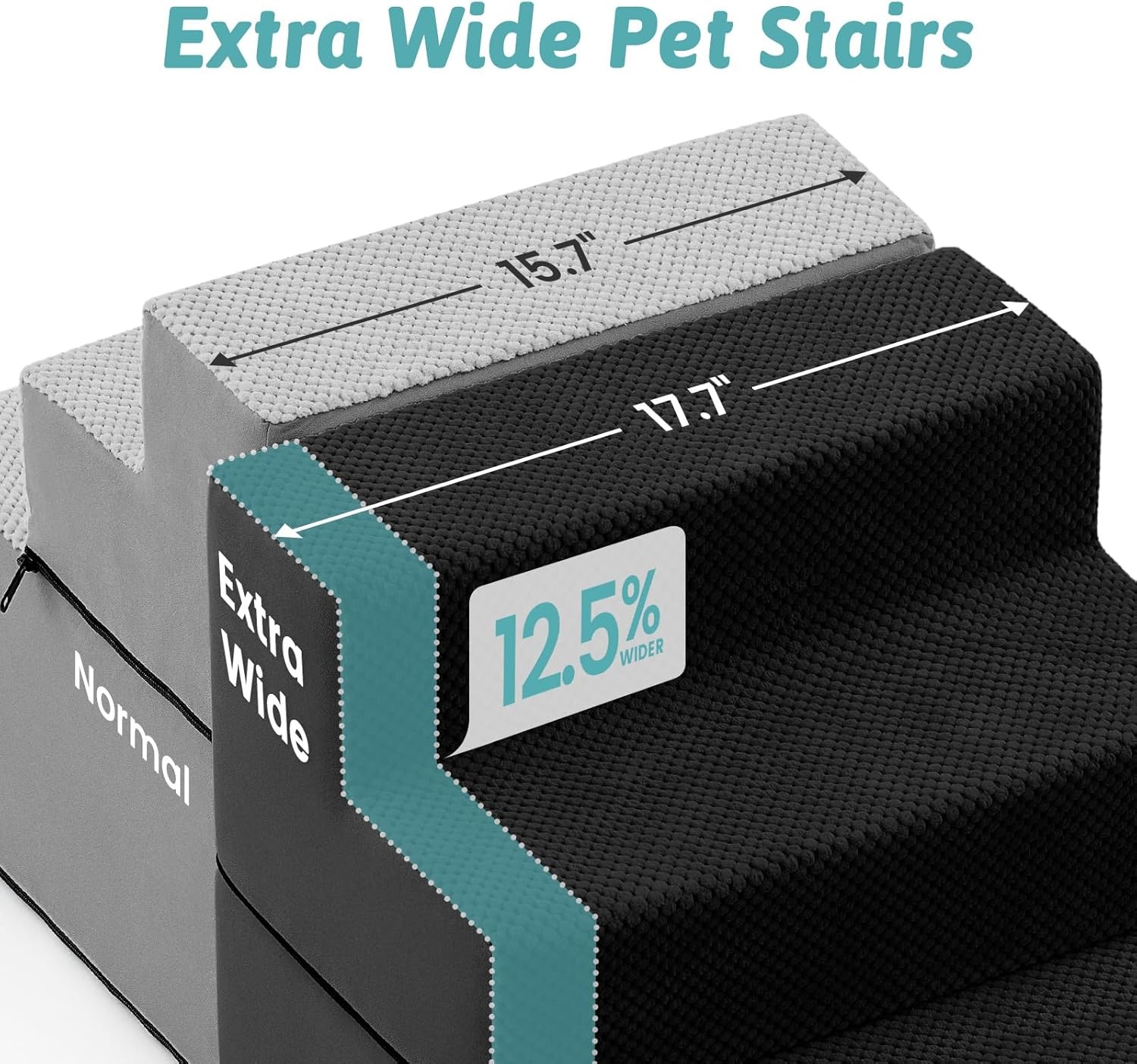 image:imageCOZY KISS Dog Stairs for Small Dogs 4 Tier Removable Pet Stairs for Couch and Bed 177 H Dog Steps for Old Cats Puppy Small Dogs 157x236x177 inch BeigeBlack